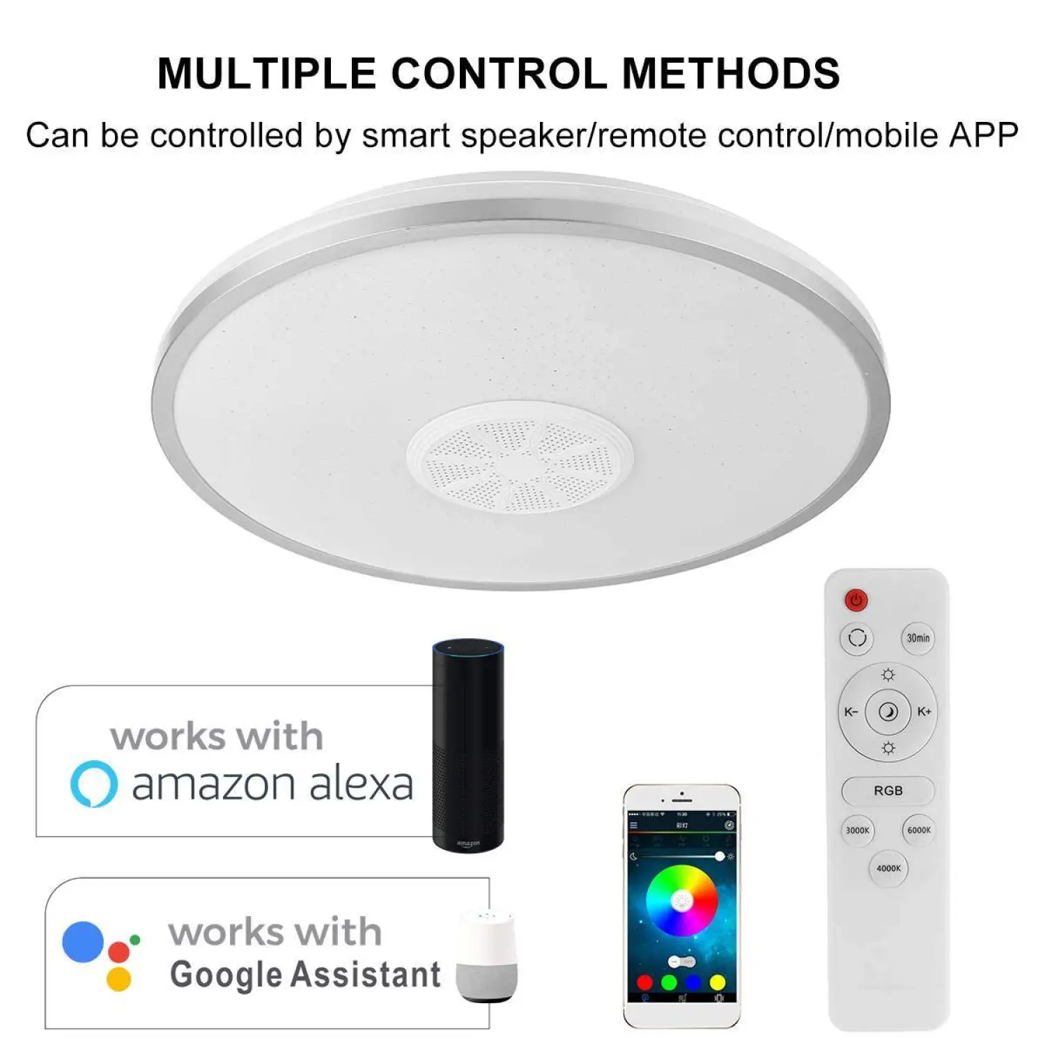WiFi and Bluetooth LED Smart Ceiling Lights with App Control - Image 3