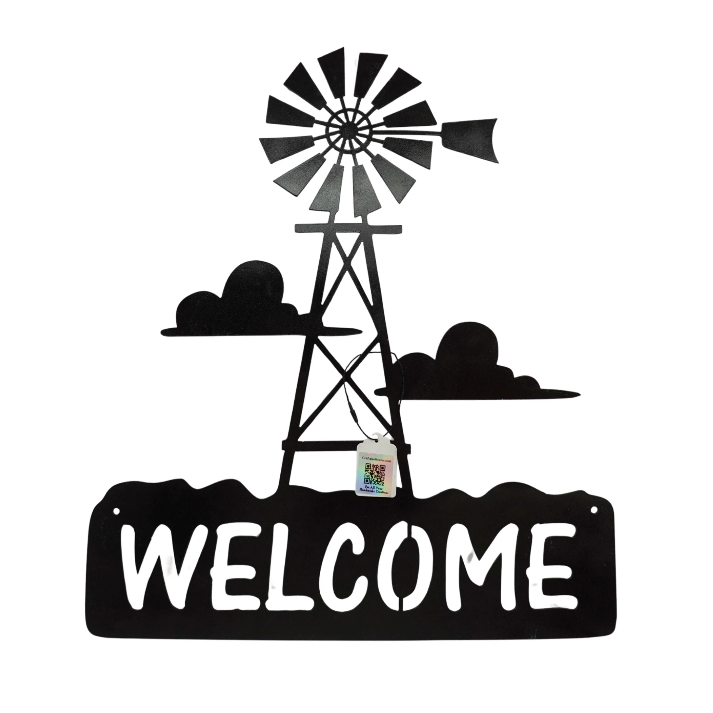 Windmill Welcome Plasma Cut Sign | Multiple Colors | 16" x 19" | Craftaholics4U