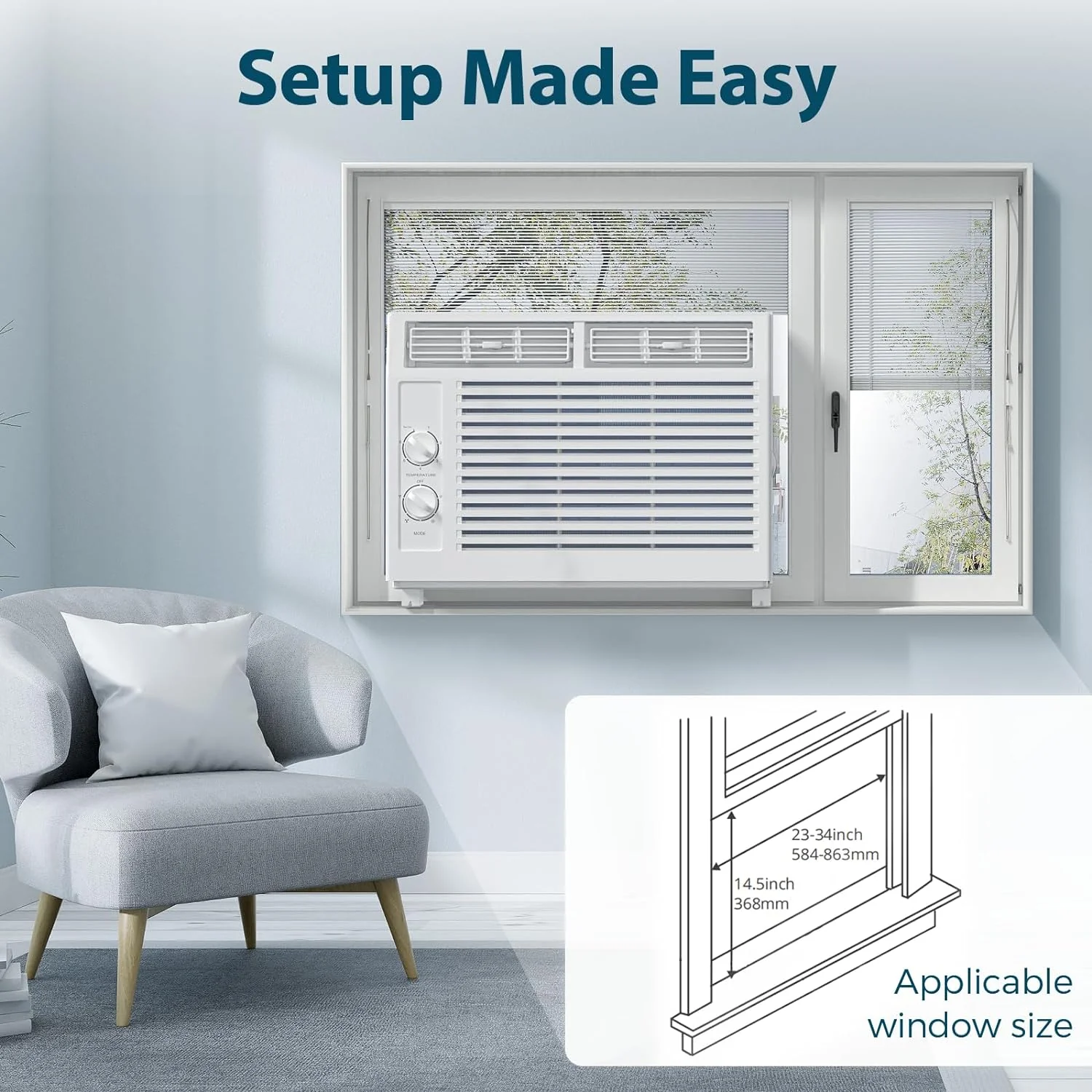 Window Air Conditioner, 7 Temp Dial, Cools up to 150 Sq.Ft.  A8501W - Image 3