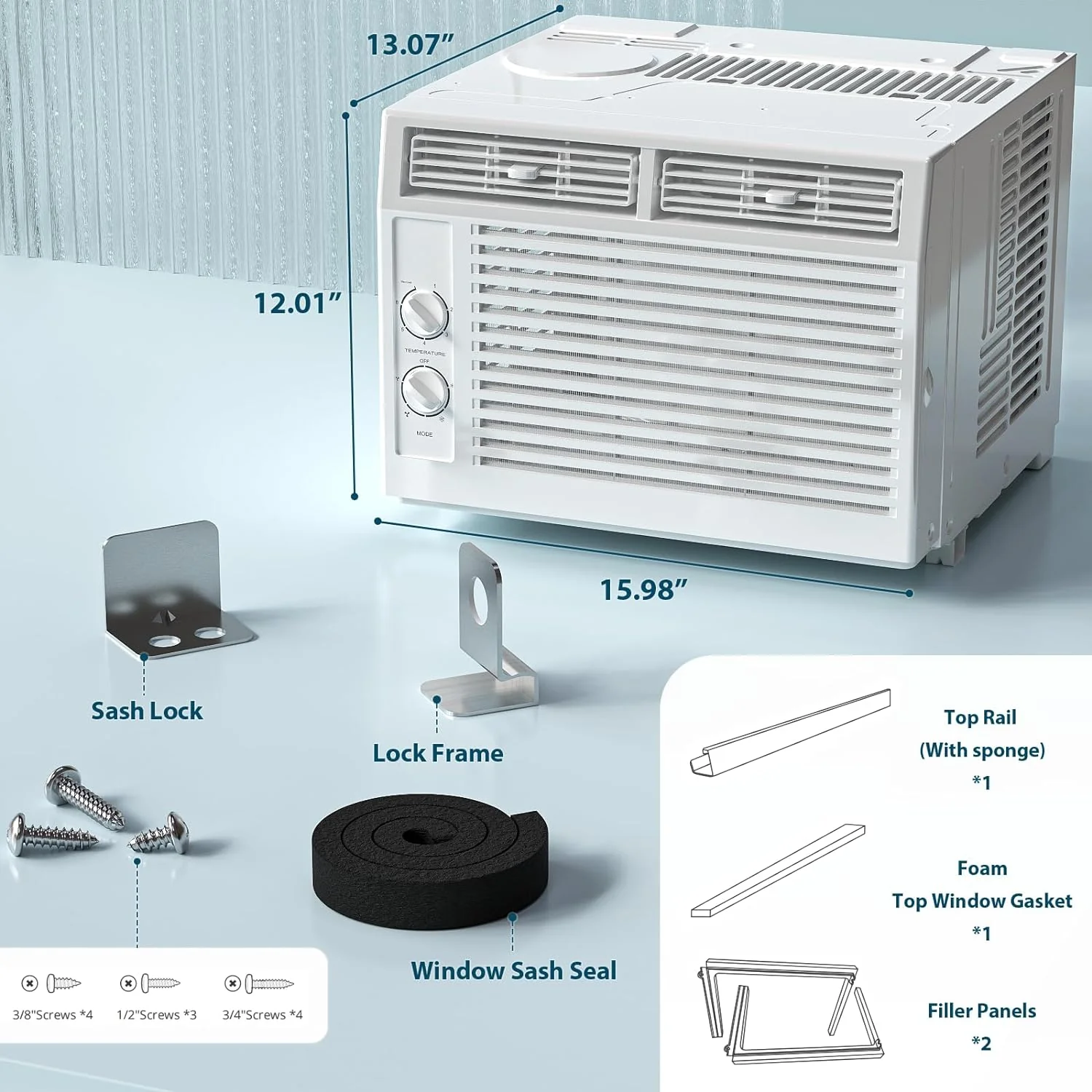 Window Air Conditioner, 7 Temp Dial, Cools up to 150 Sq.Ft.  A8501W - Image 6