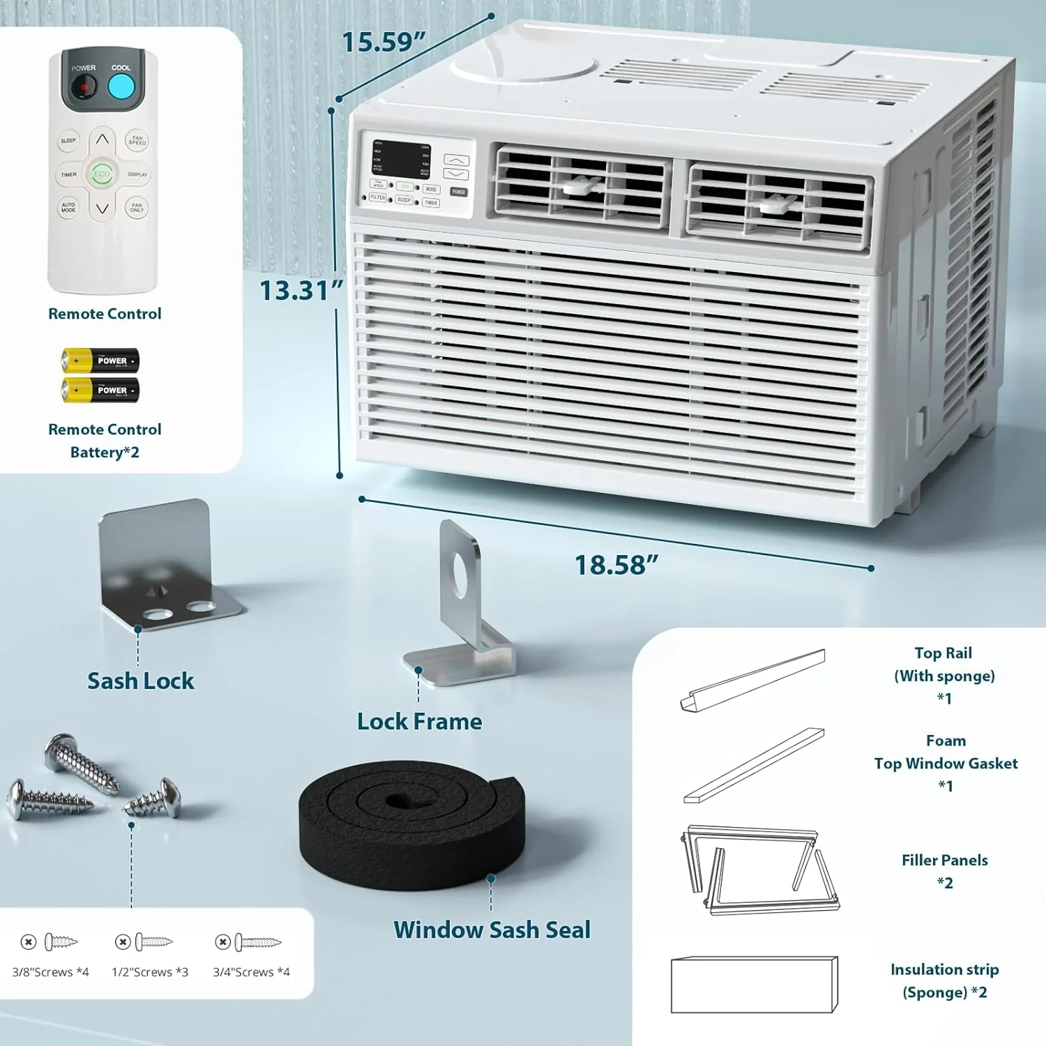 Window Air Conditioner, 8000BTU, 24H Timer, Remote Control A8502W - Image 7