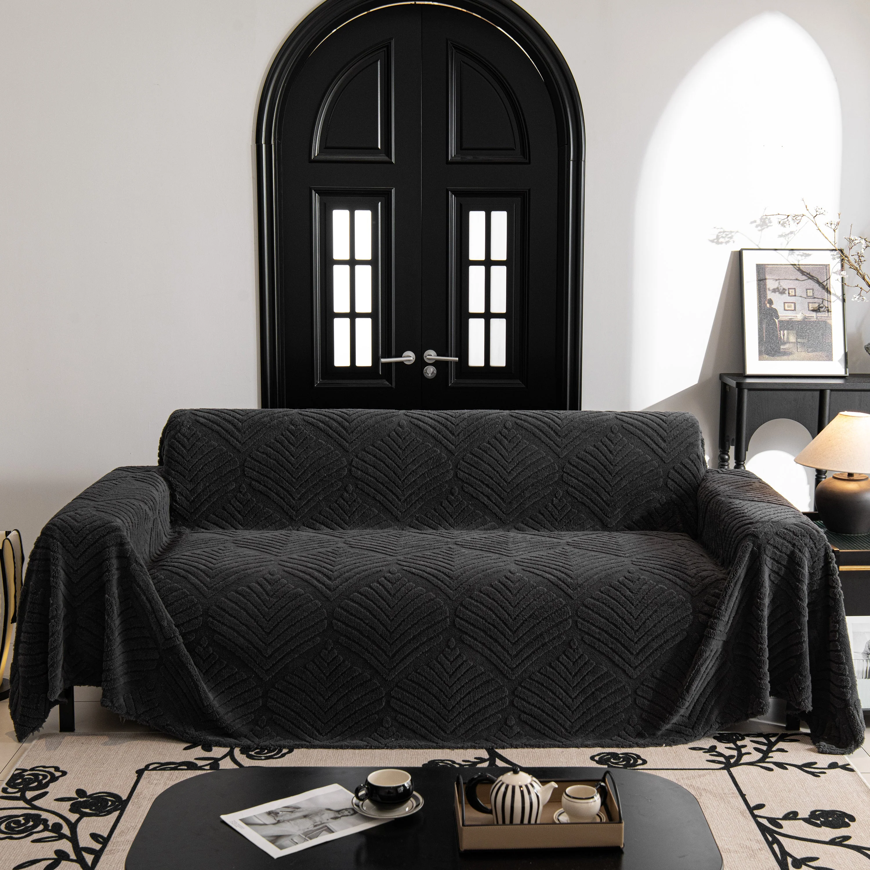 Winter Soft Plush Fleece Sofa Blanket Leaves Jacquard Couch Covers for Couches - Image 47