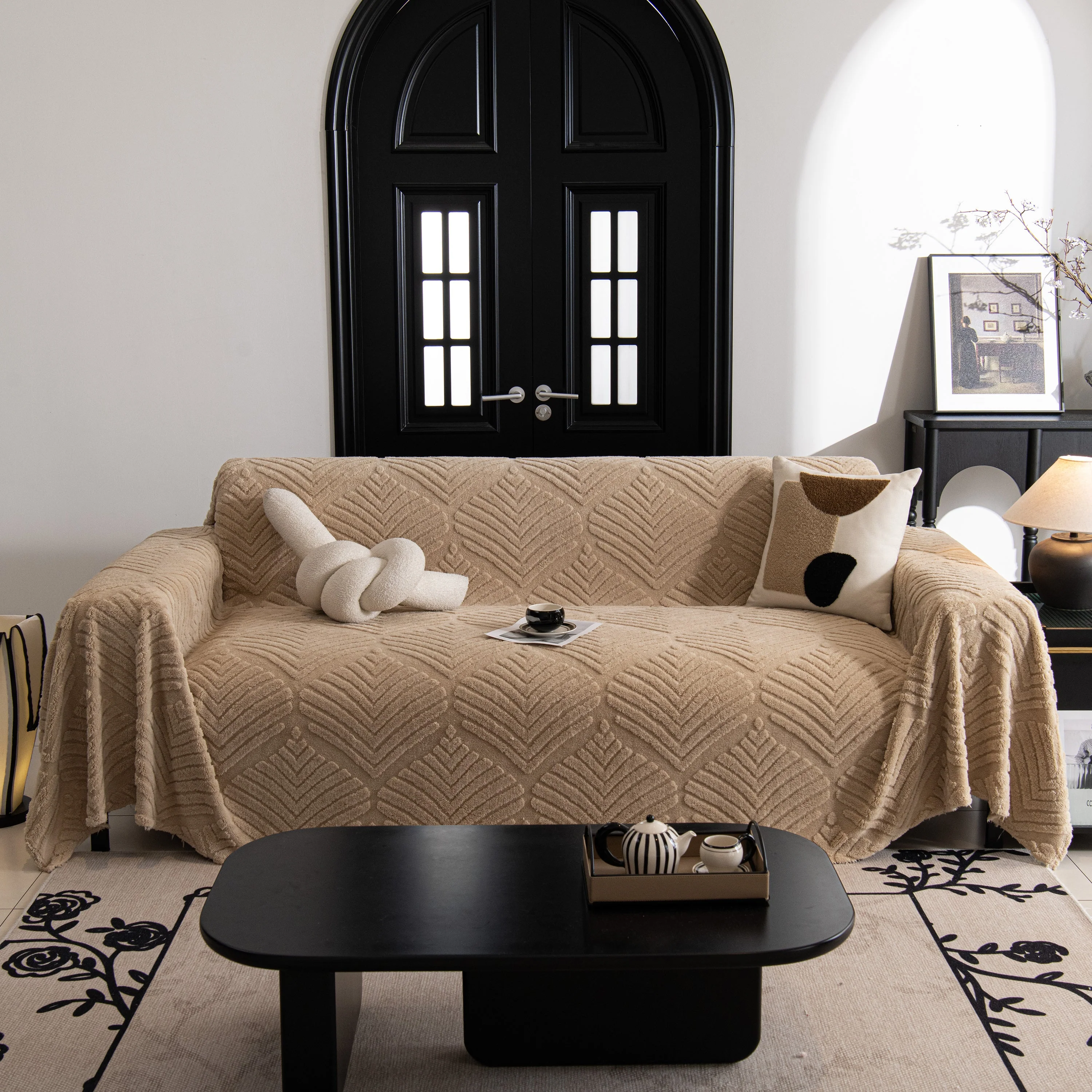 Winter Soft Plush Fleece Sofa Blanket Leaves Jacquard Couch Covers for Couches - Image 48