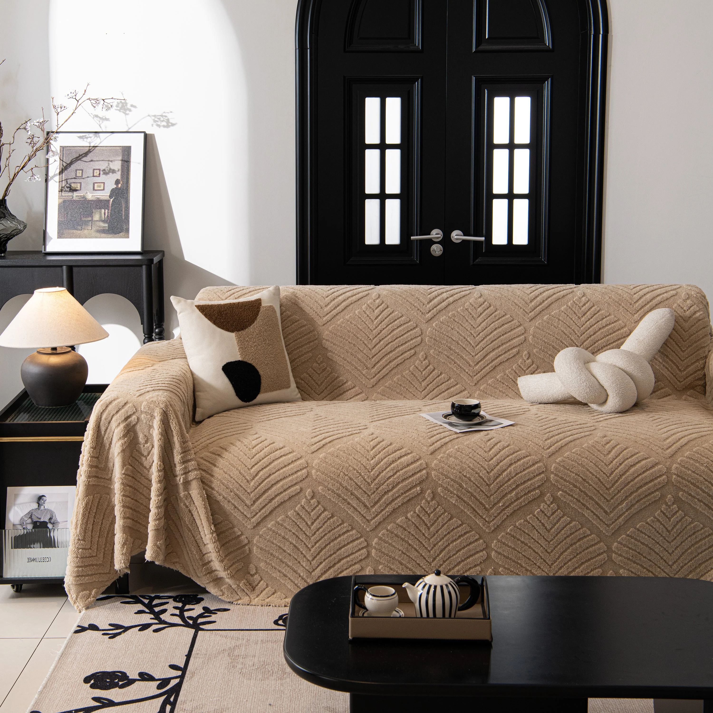 Winter Soft Plush Fleece Sofa Blanket Leaves Jacquard Couch Covers for Couches - Image 67