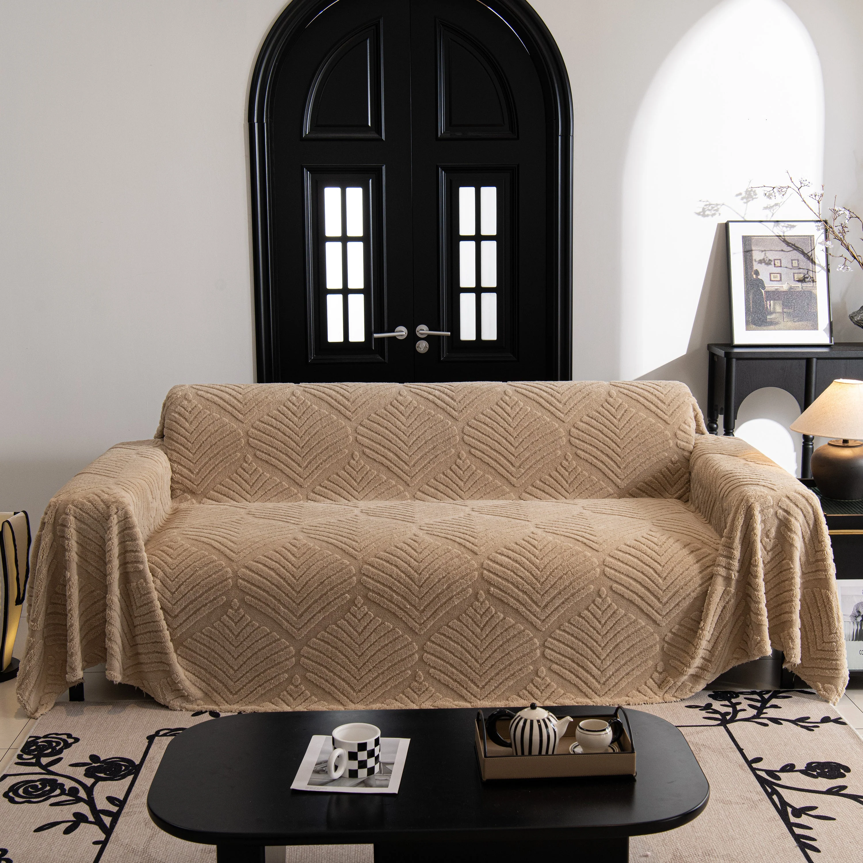 Winter Soft Plush Fleece Sofa Blanket Leaves Jacquard Couch Covers for Couches - Image 68