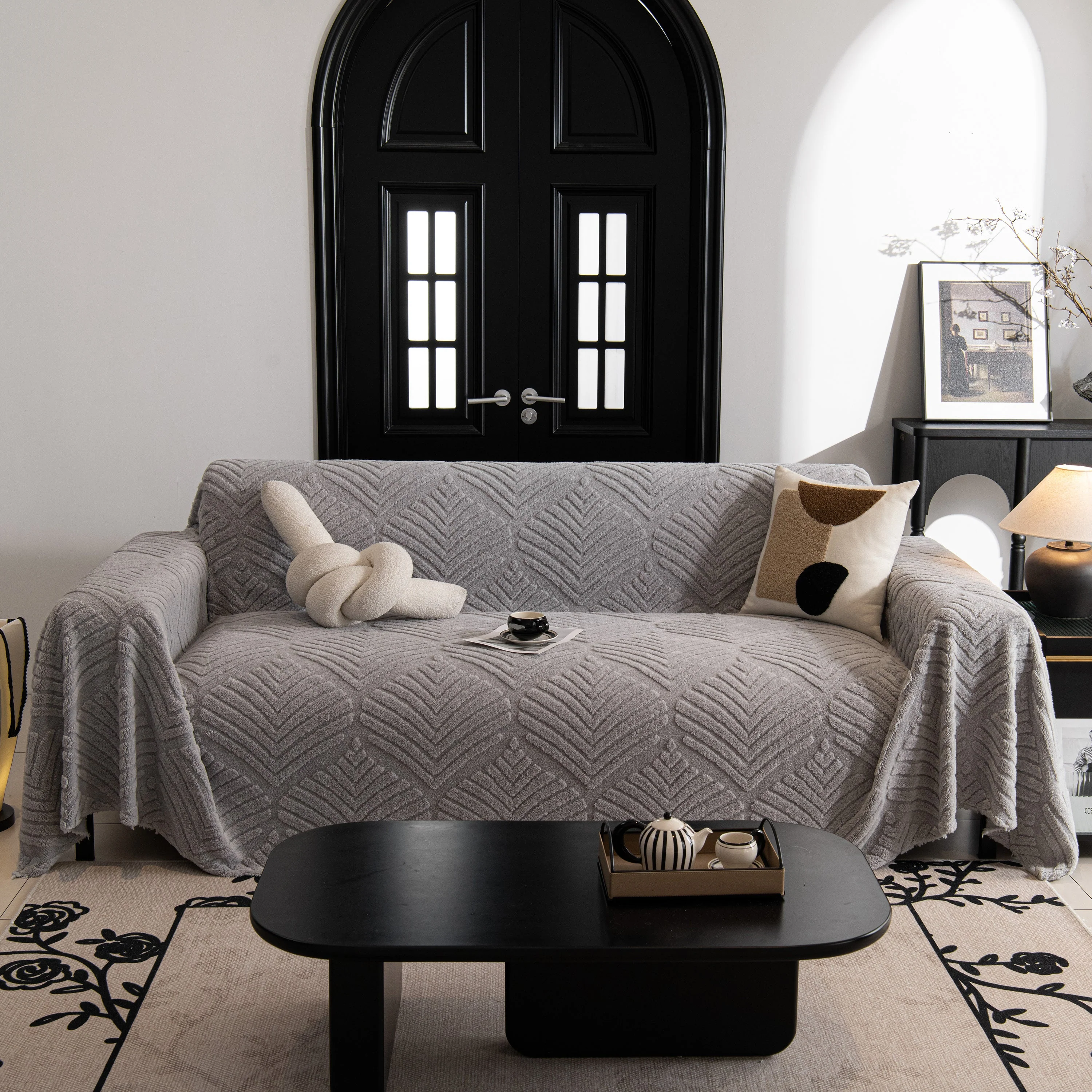 Winter Soft Plush Fleece Sofa Blanket Leaves Jacquard Couch Covers for Couches - Image 69