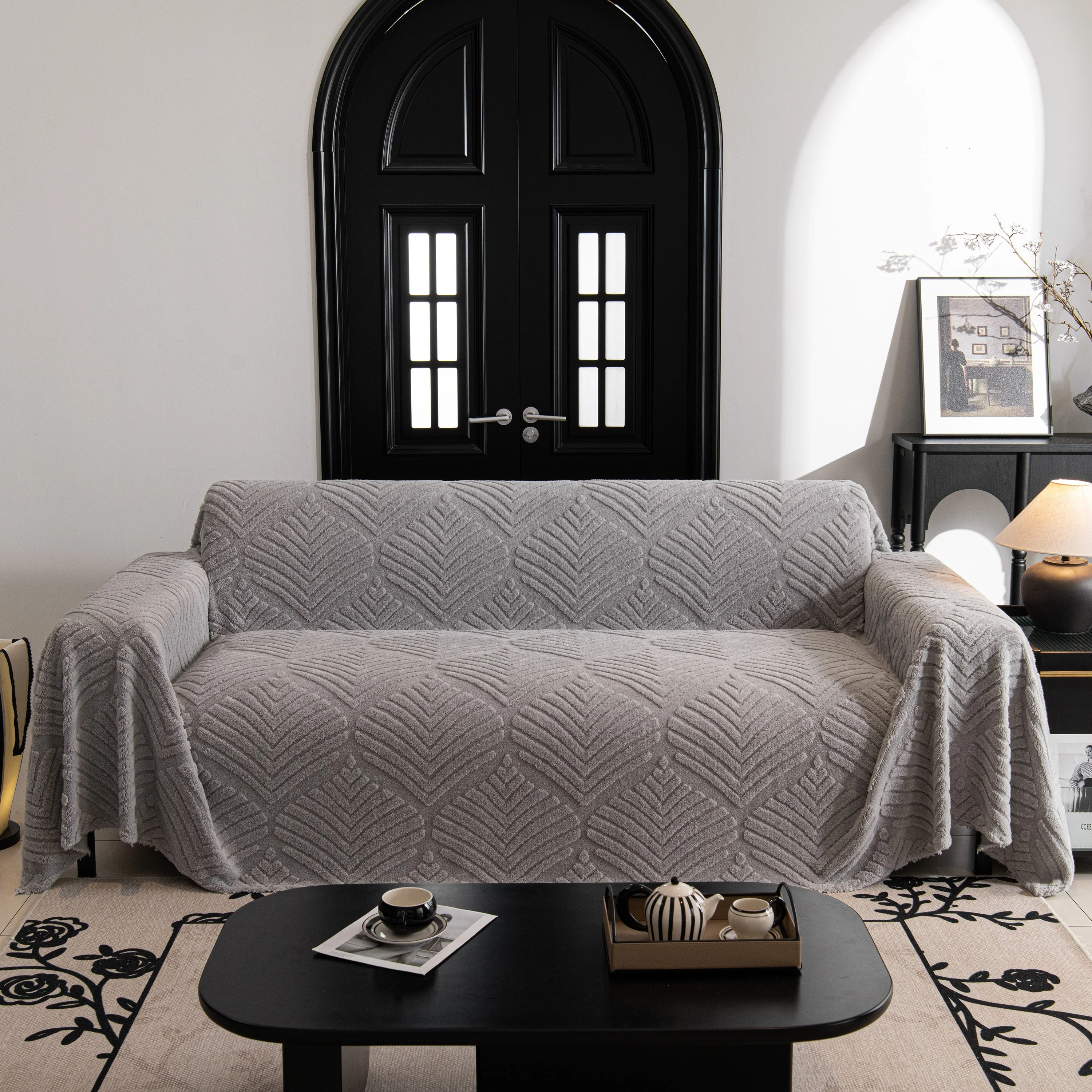 Winter Soft Plush Fleece Sofa Blanket Leaves Jacquard Couch Covers for Couches - Image 70