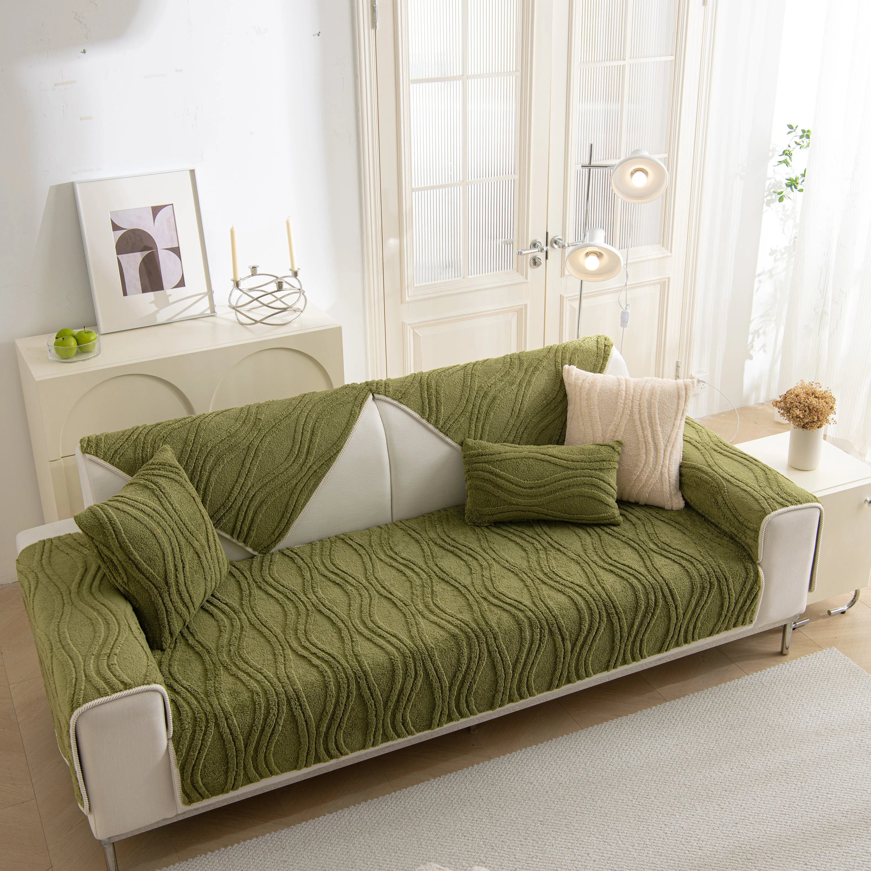 Winter Thickened Non-slip Blanket, Three-Dimensional Embossed Cotton Velvet Sofa Cover - Image 100