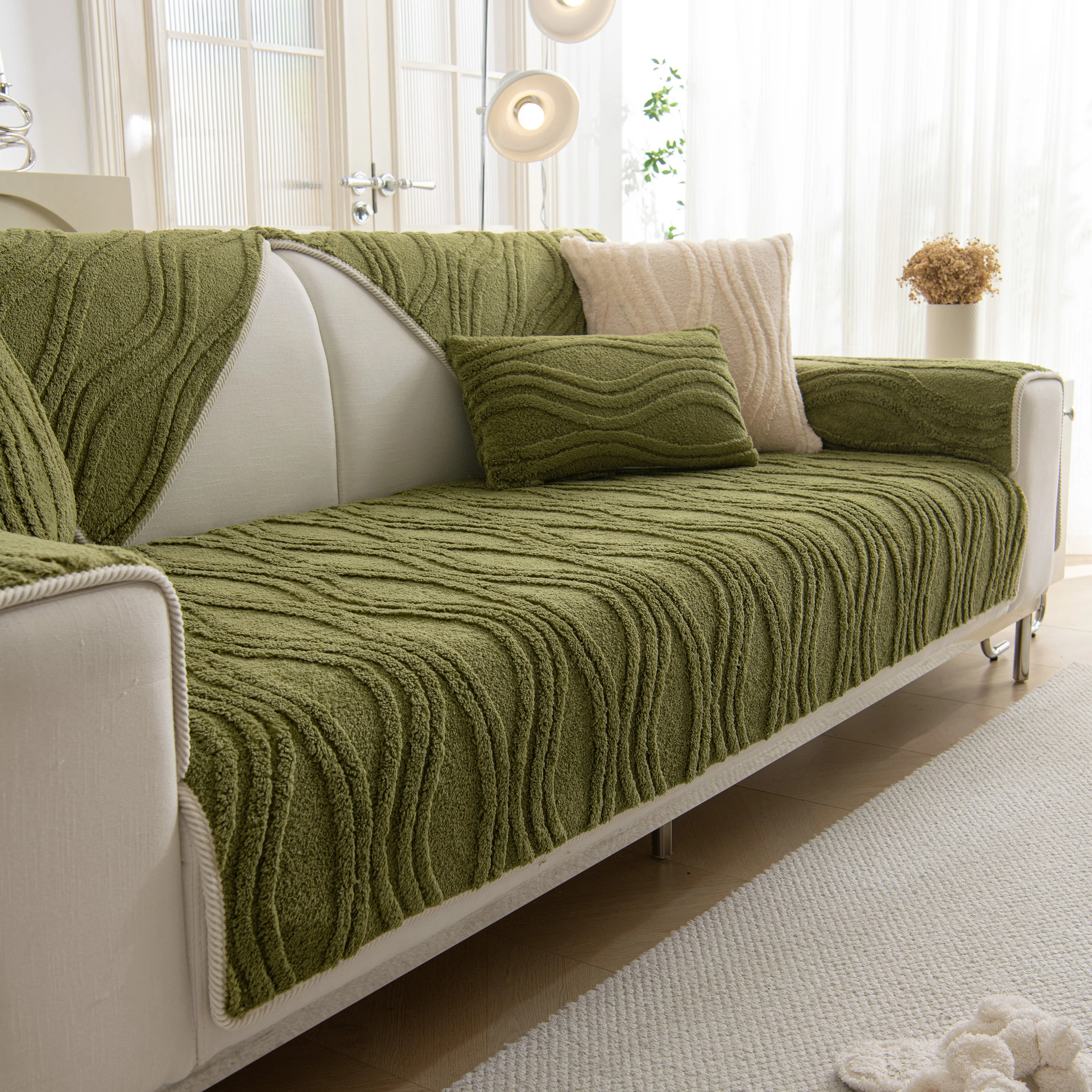 Winter Thickened Non-slip Blanket, Three-Dimensional Embossed Cotton Velvet Sofa Cover - Image 102