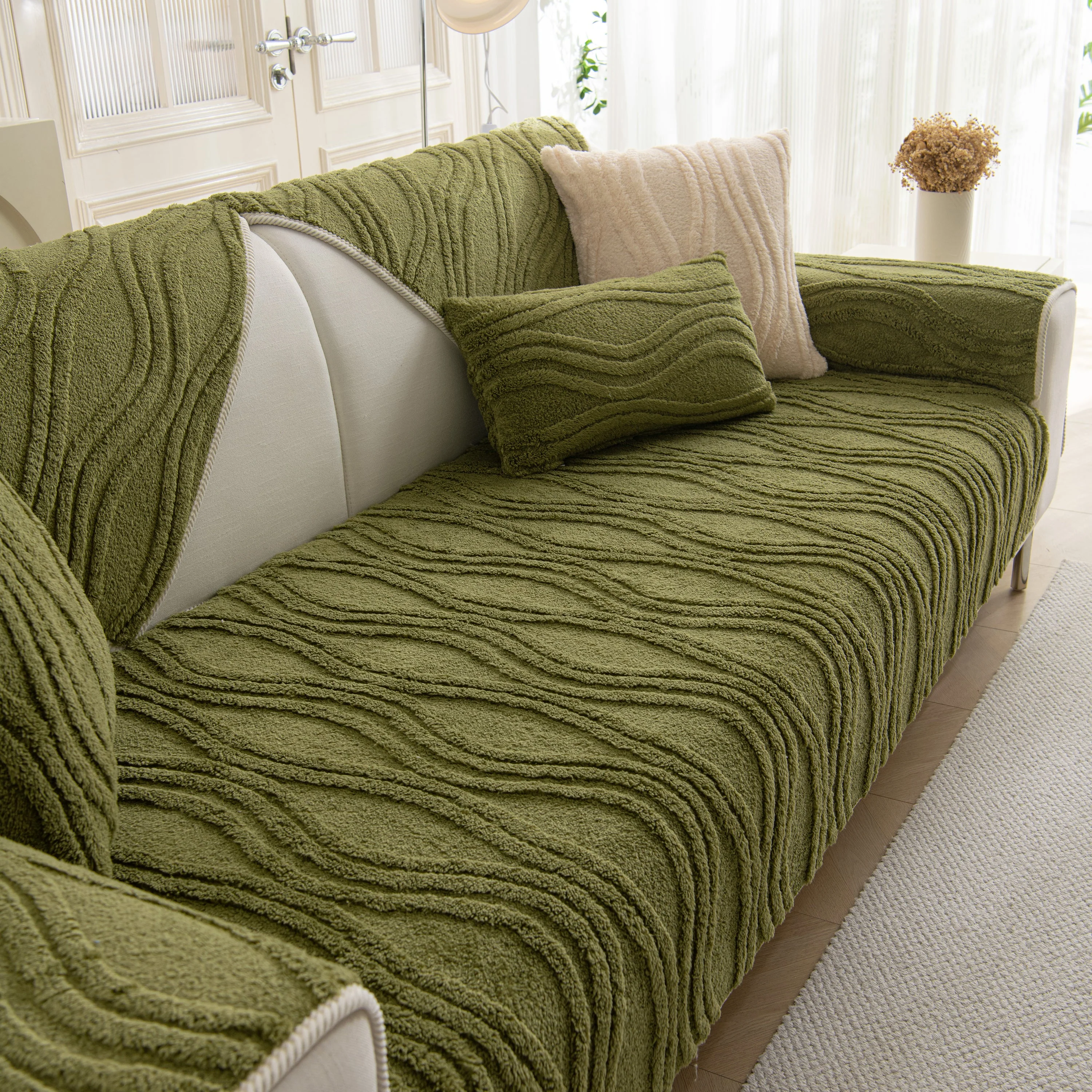 Winter Thickened Non-slip Blanket, Three-Dimensional Embossed Cotton Velvet Sofa Cover - Image 103