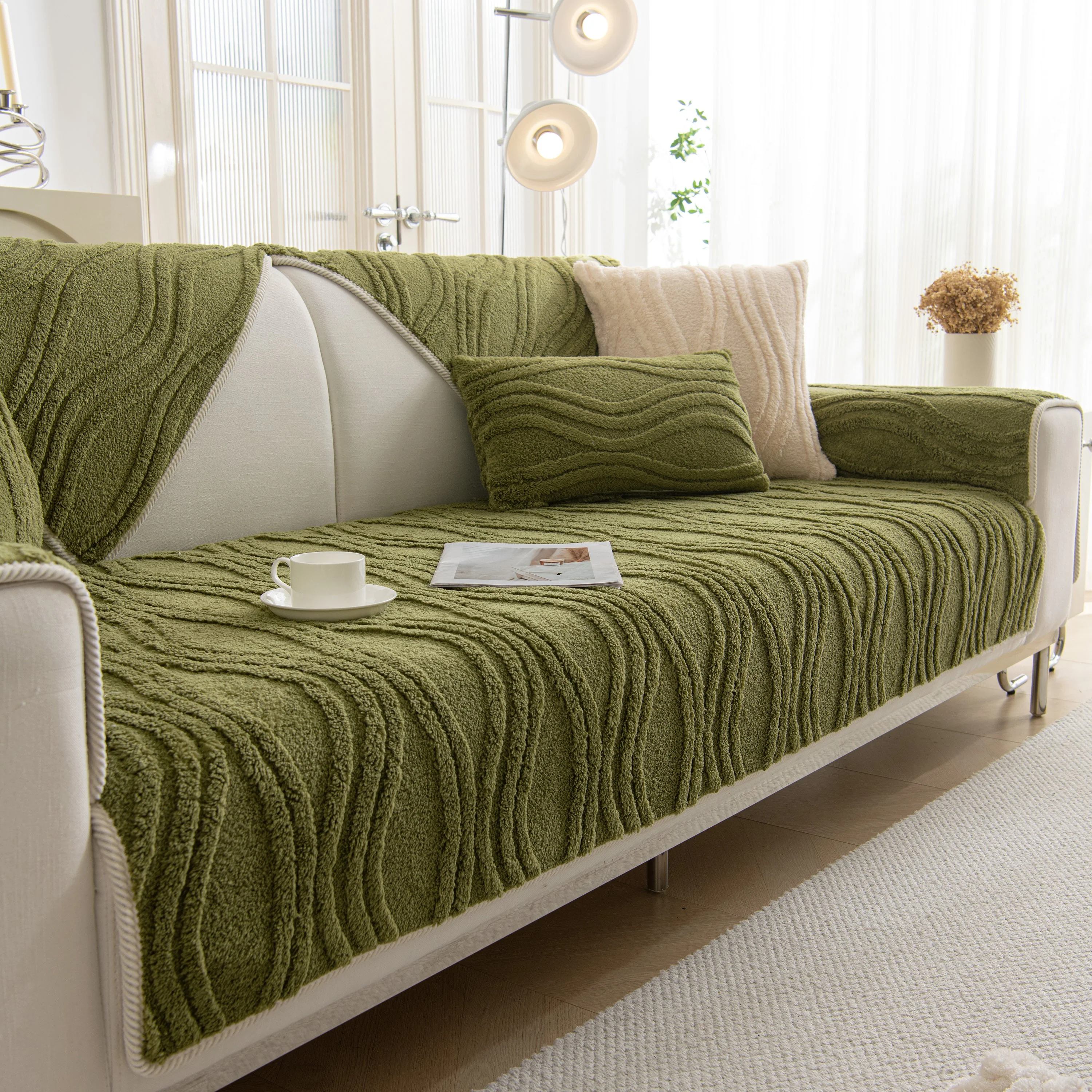 Winter Thickened Non-slip Blanket, Three-Dimensional Embossed Cotton Velvet Sofa Cover - Image 105
