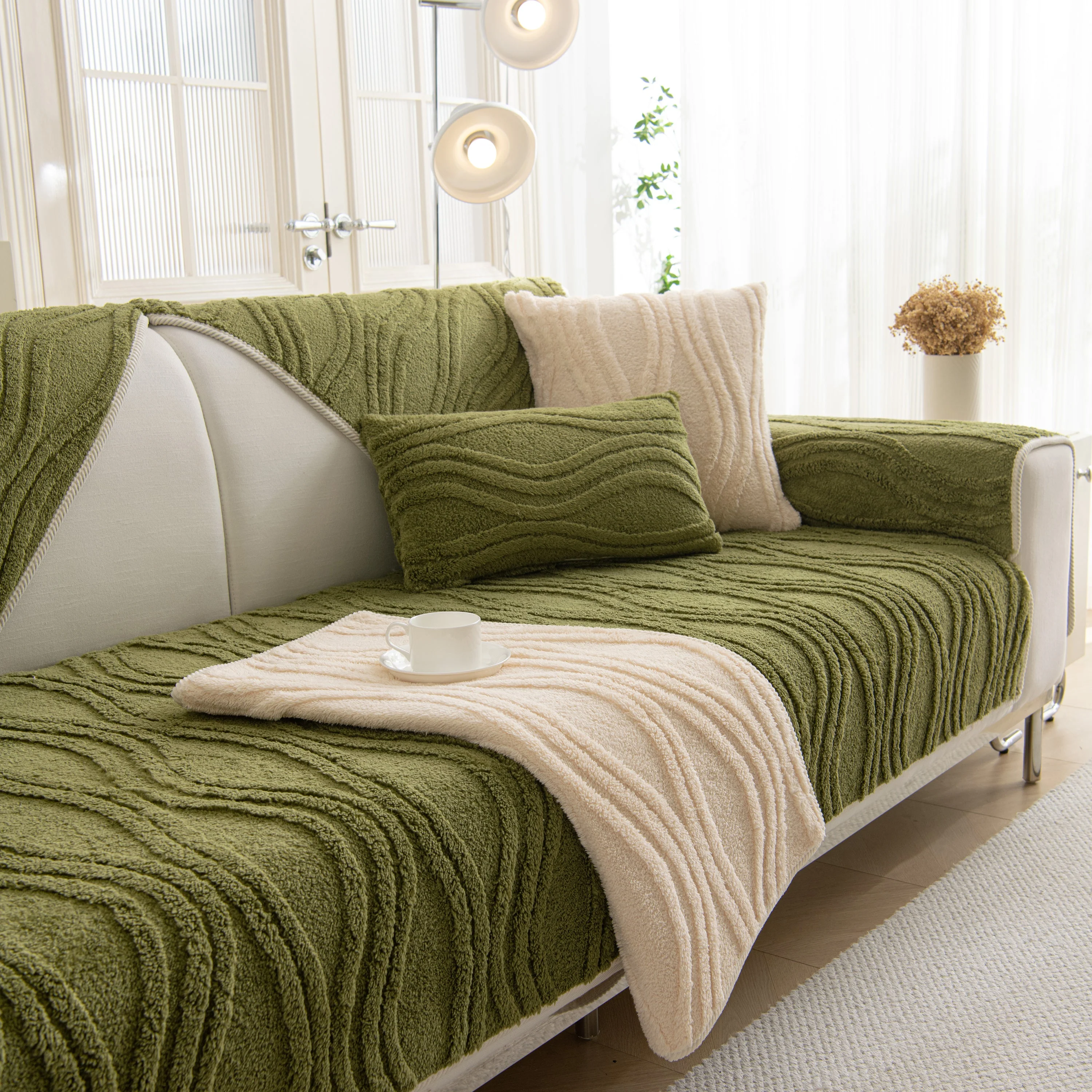 Winter Thickened Non-slip Blanket, Three-Dimensional Embossed Cotton Velvet Sofa Cover - Image 107