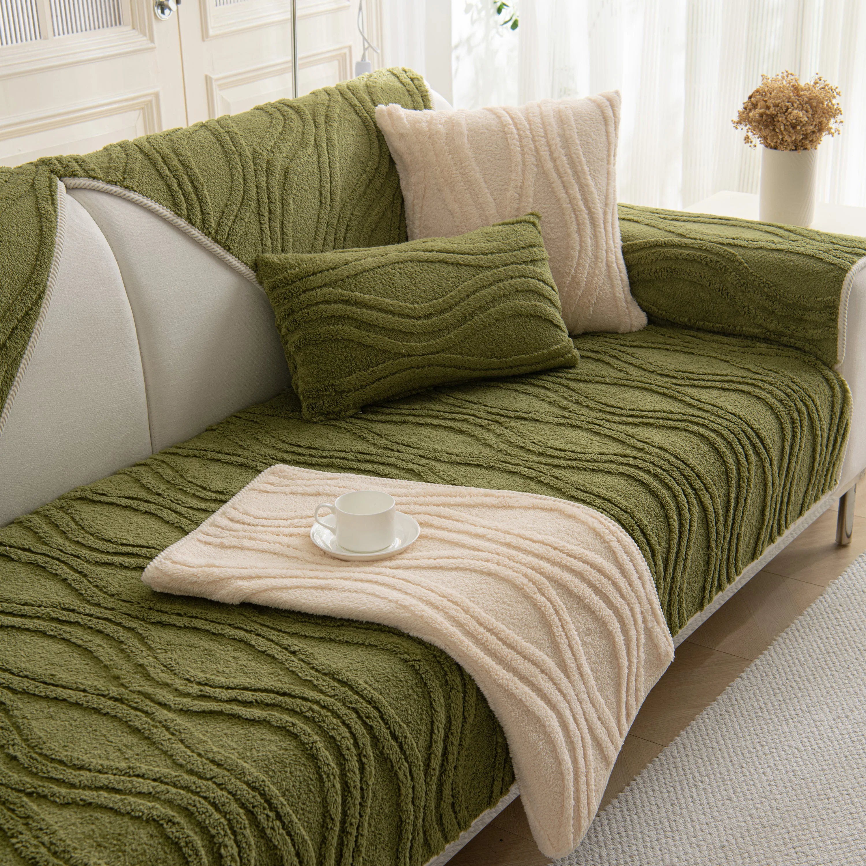 Winter Thickened Non-slip Blanket, Three-Dimensional Embossed Cotton Velvet Sofa Cover - Image 108