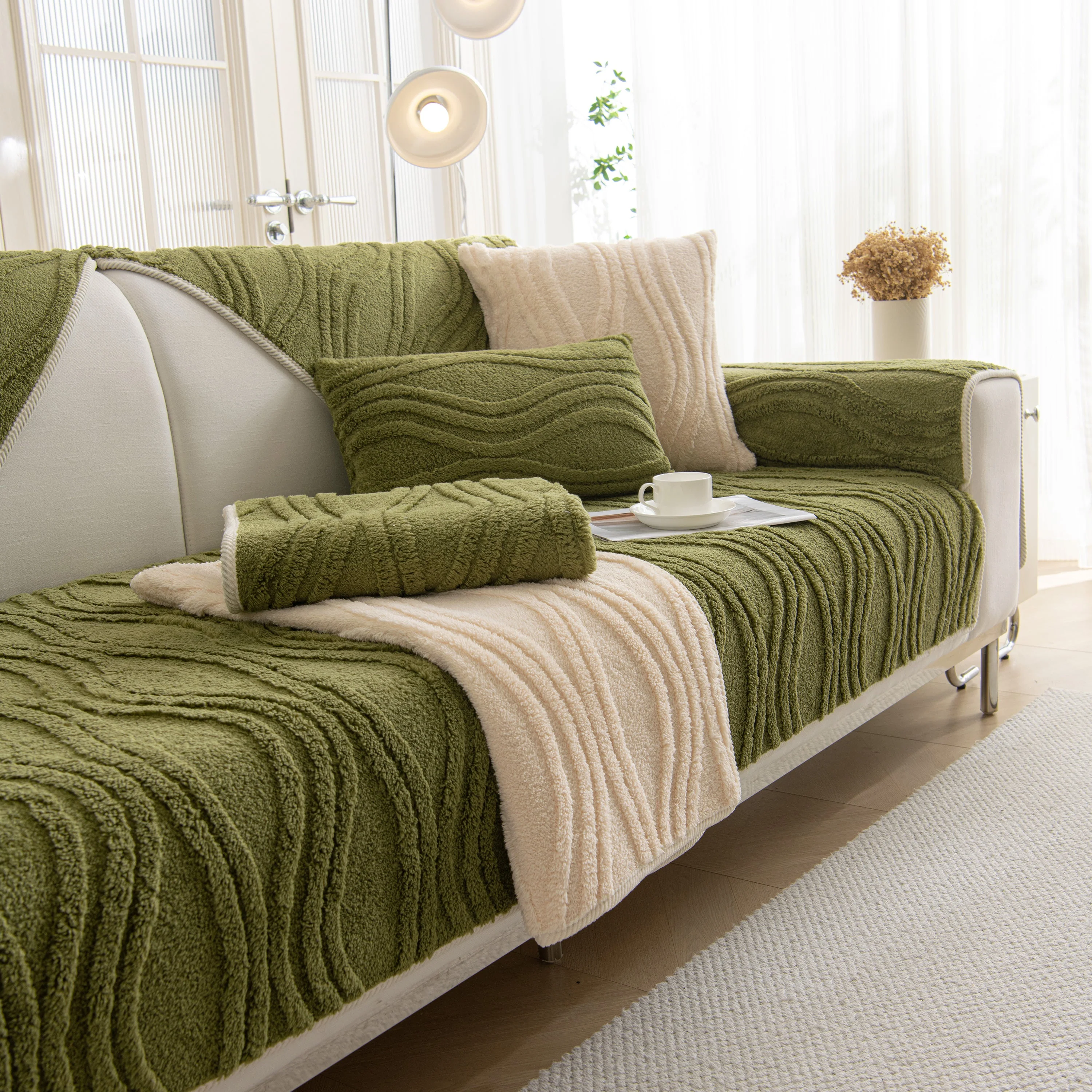 Winter Thickened Non-slip Blanket, Three-Dimensional Embossed Cotton Velvet Sofa Cover - Image 109