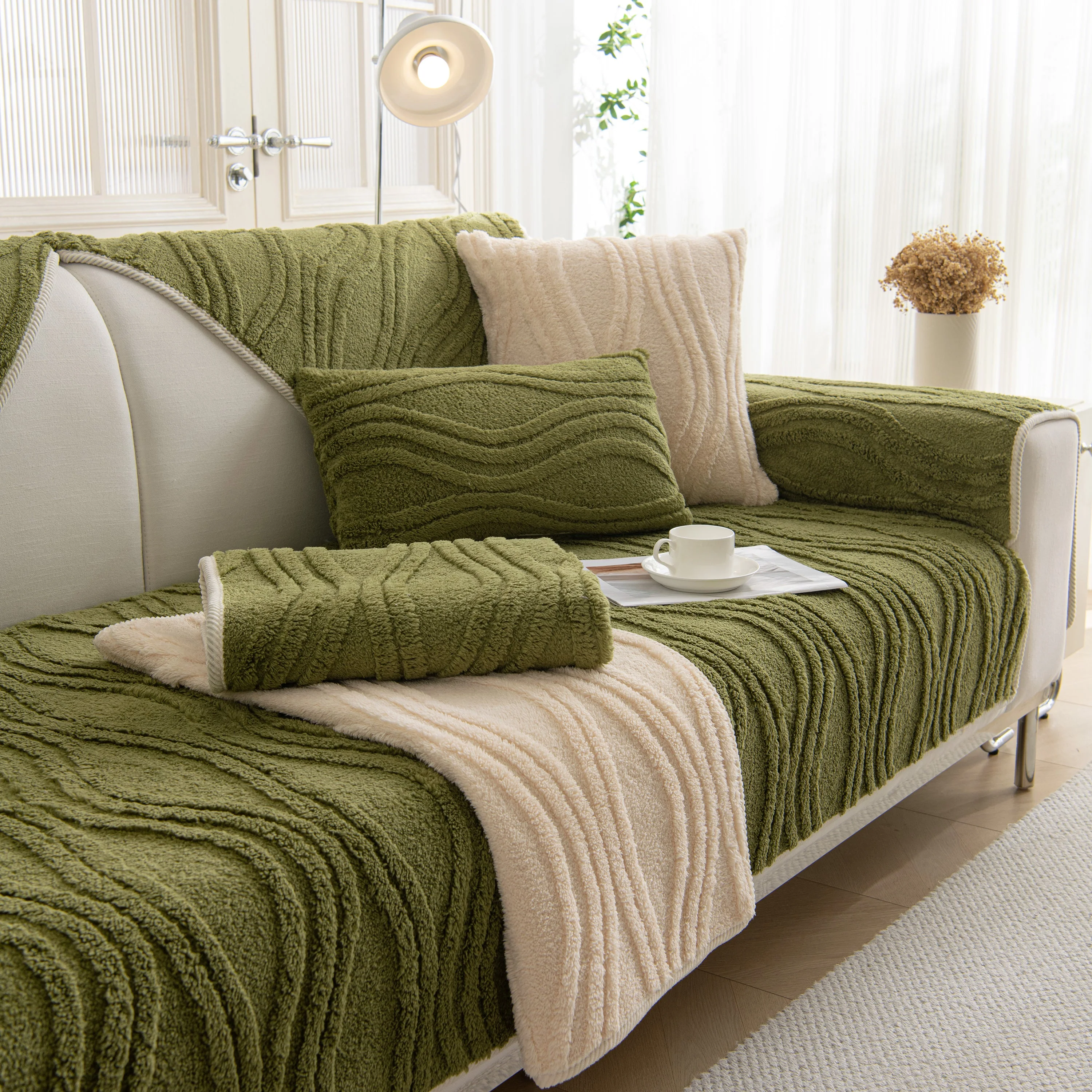 Winter Thickened Non-slip Blanket, Three-Dimensional Embossed Cotton Velvet Sofa Cover - Image 110