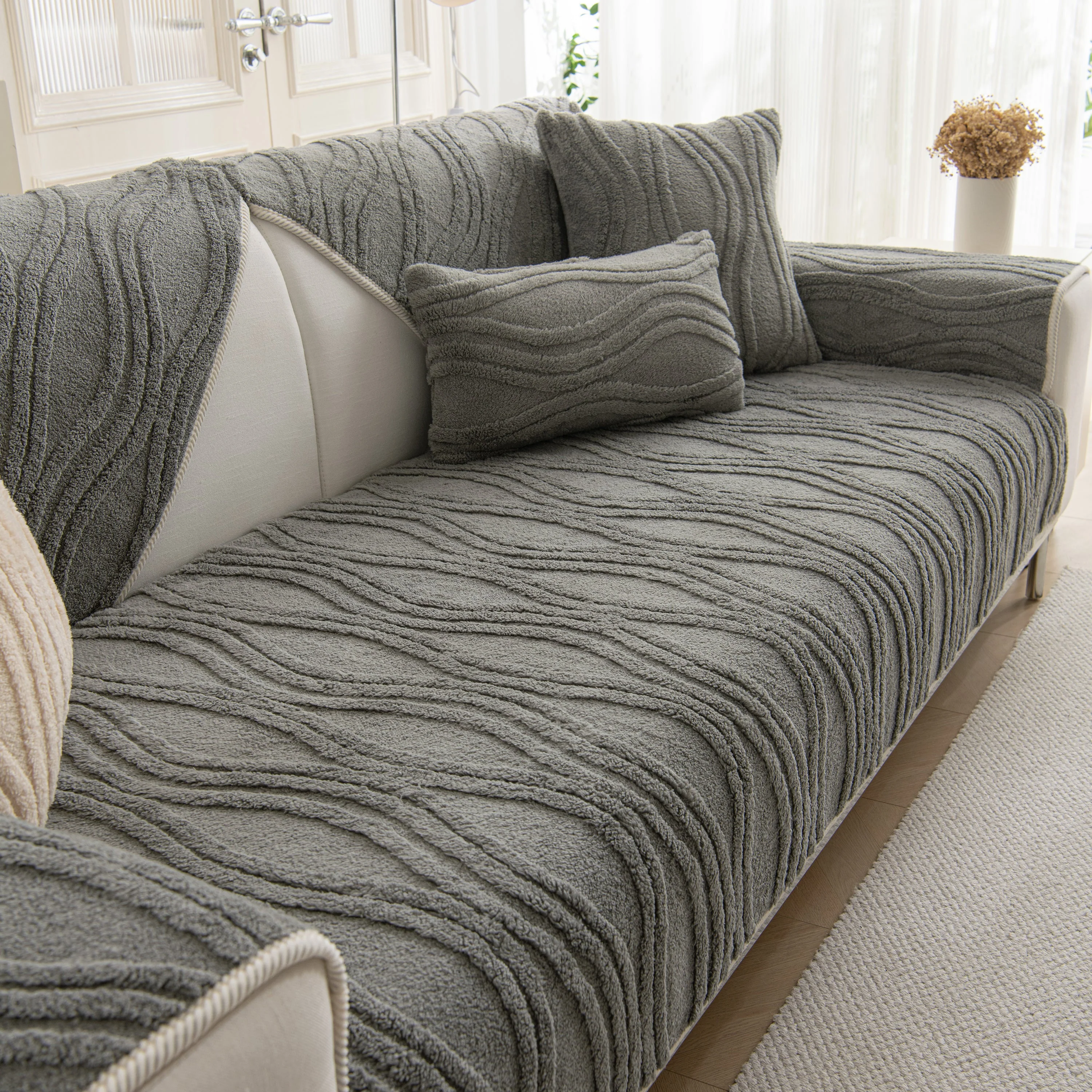 Winter Thickened Non-slip Blanket, Three-Dimensional Embossed Cotton Velvet Sofa Cover - Image 22