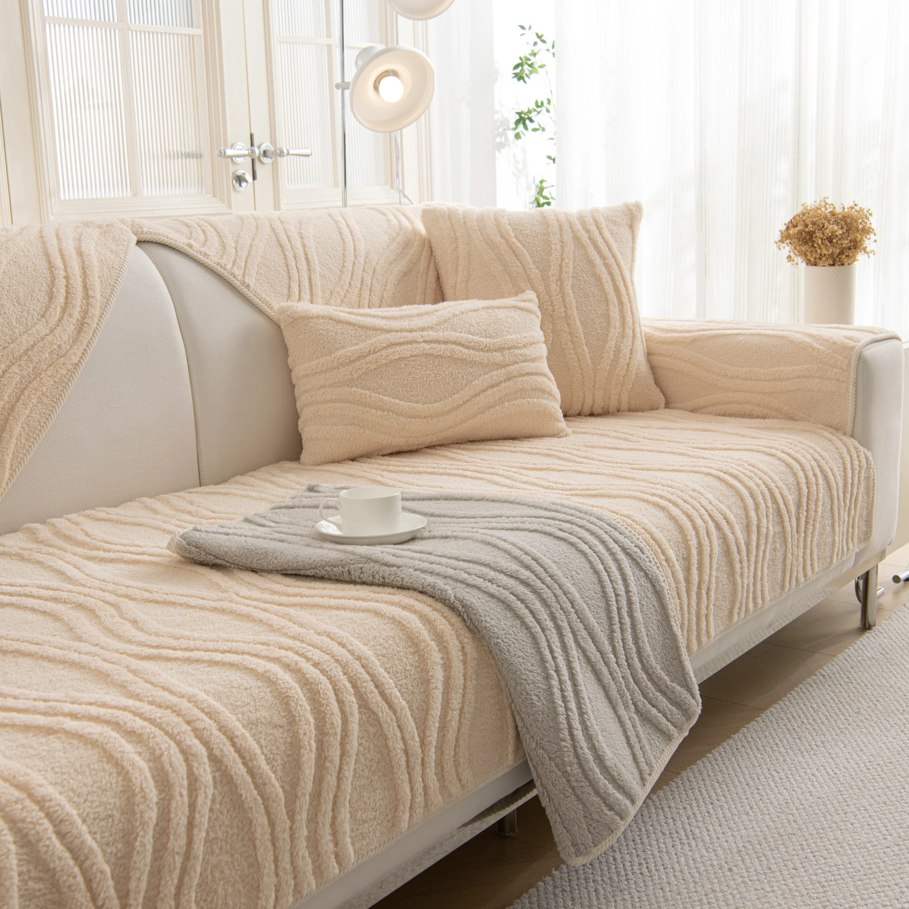 Winter Thickened Non-slip Blanket, Three-Dimensional Embossed Cotton Velvet Sofa Cover - Image 38