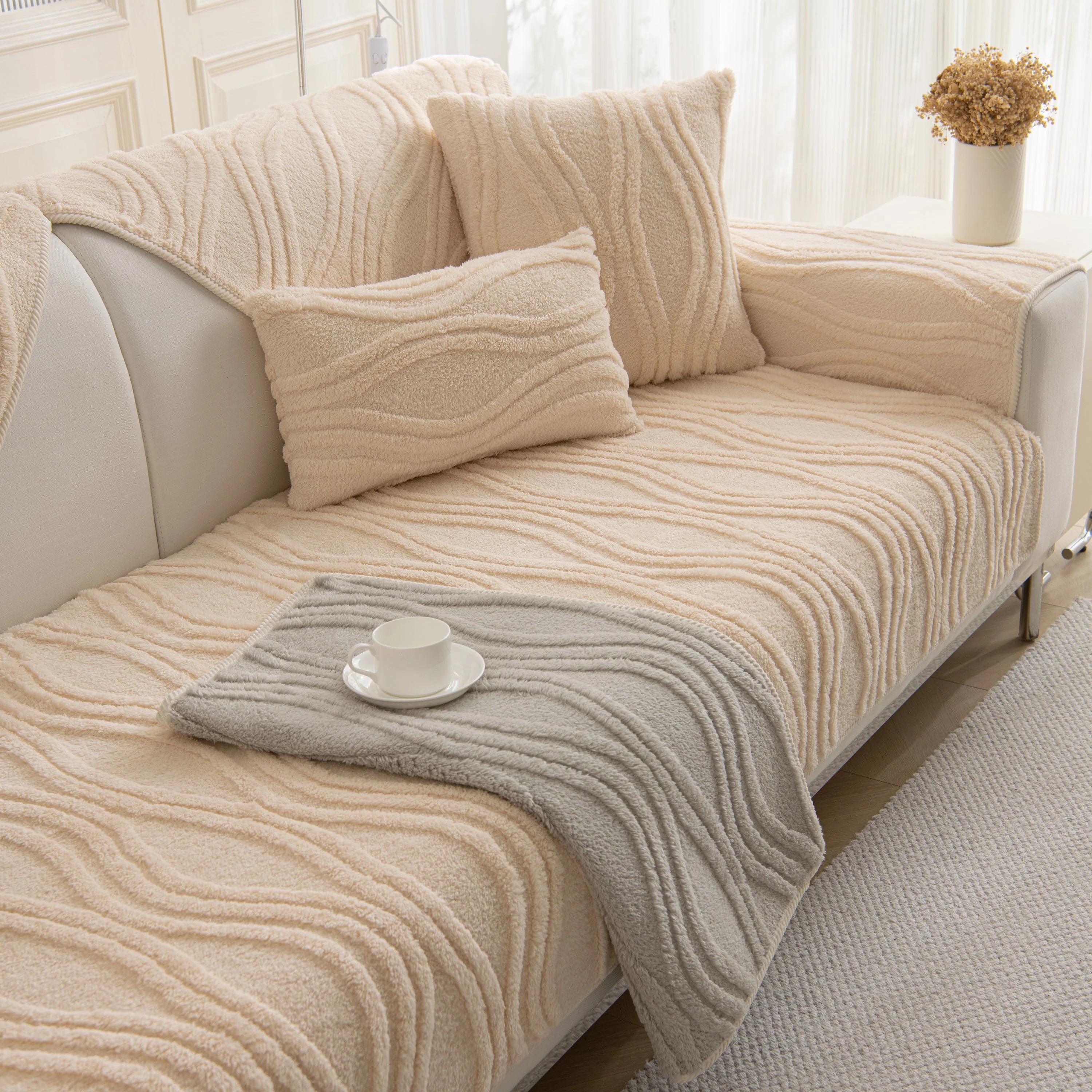 Winter Thickened Non-slip Blanket, Three-Dimensional Embossed Cotton Velvet Sofa Cover - Image 39