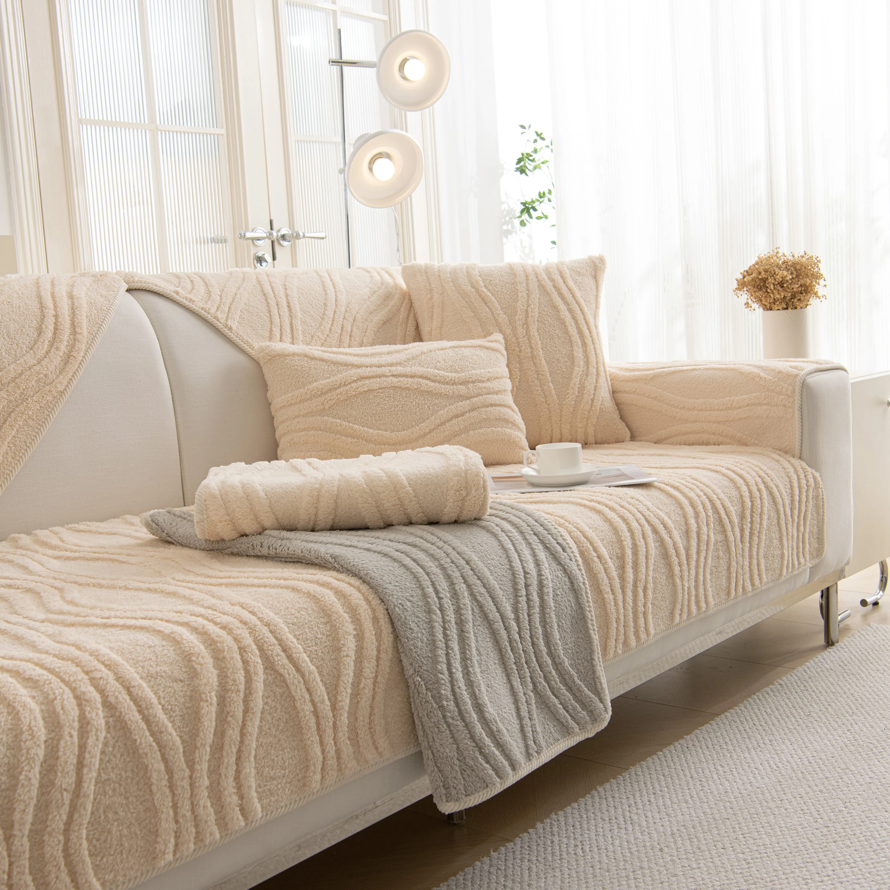 Winter Thickened Non-slip Blanket, Three-Dimensional Embossed Cotton Velvet Sofa Cover - Image 40