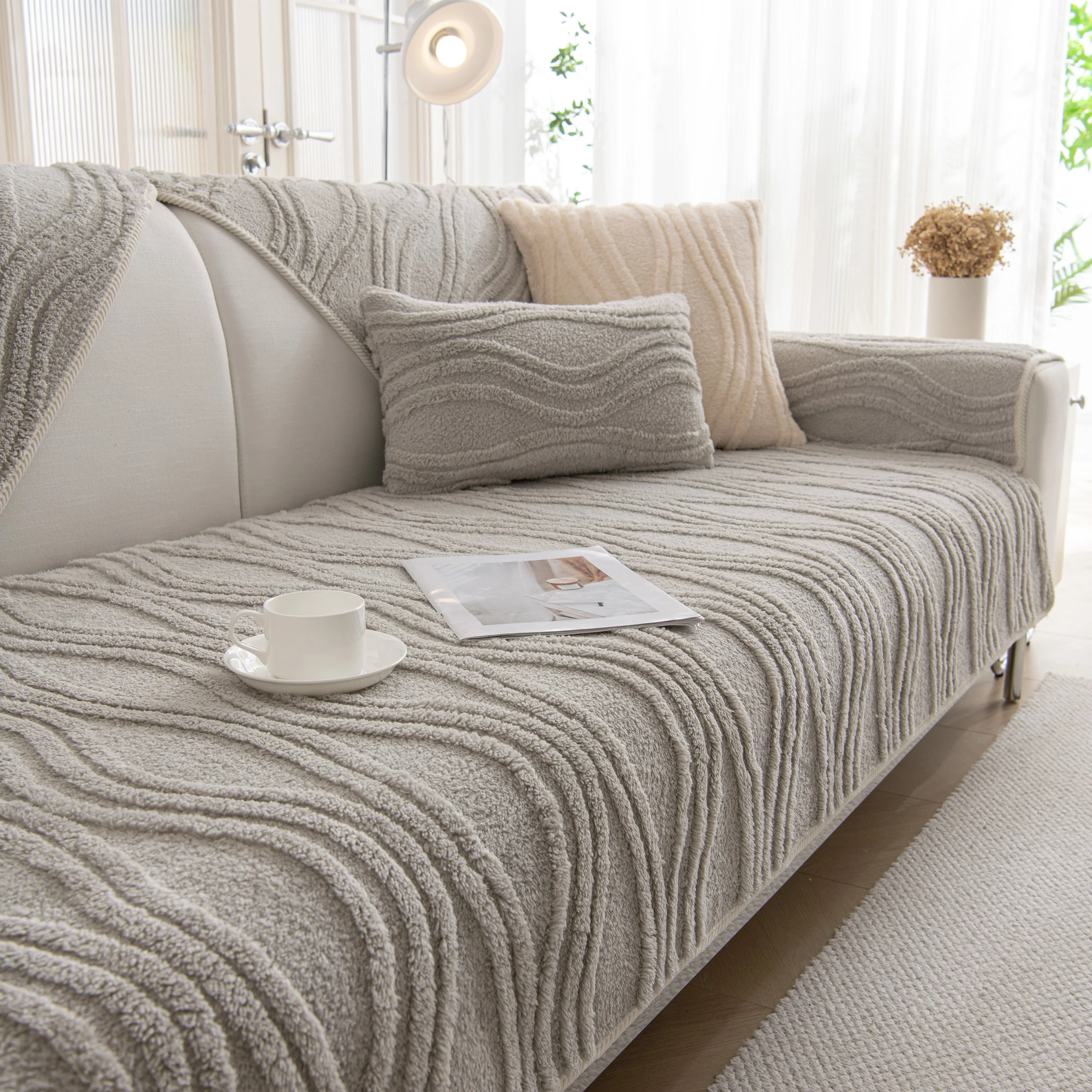 Winter Thickened Non-slip Blanket, Three-Dimensional Embossed Cotton Velvet Sofa Cover - Image 49