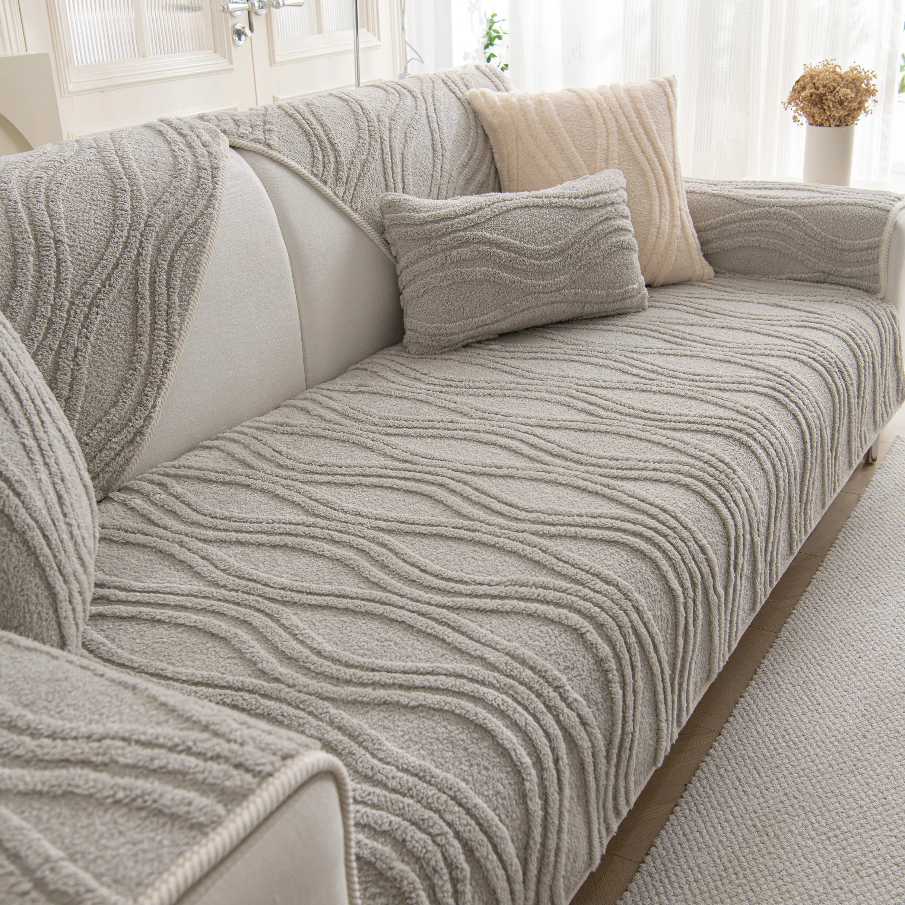 Winter Thickened Non-slip Blanket, Three-Dimensional Embossed Cotton Velvet Sofa Cover - Image 55