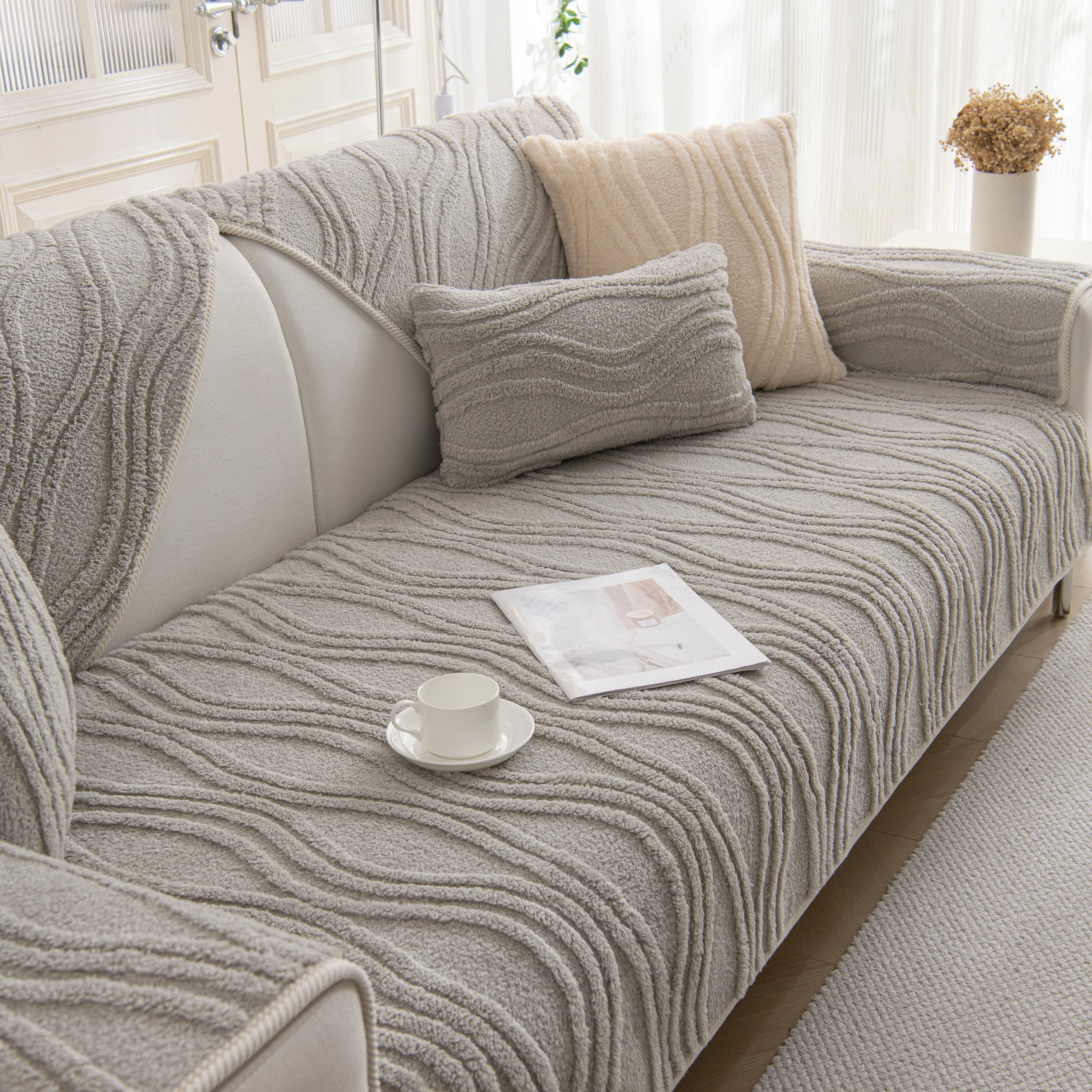 Winter Thickened Non-slip Blanket, Three-Dimensional Embossed Cotton Velvet Sofa Cover - Image 57