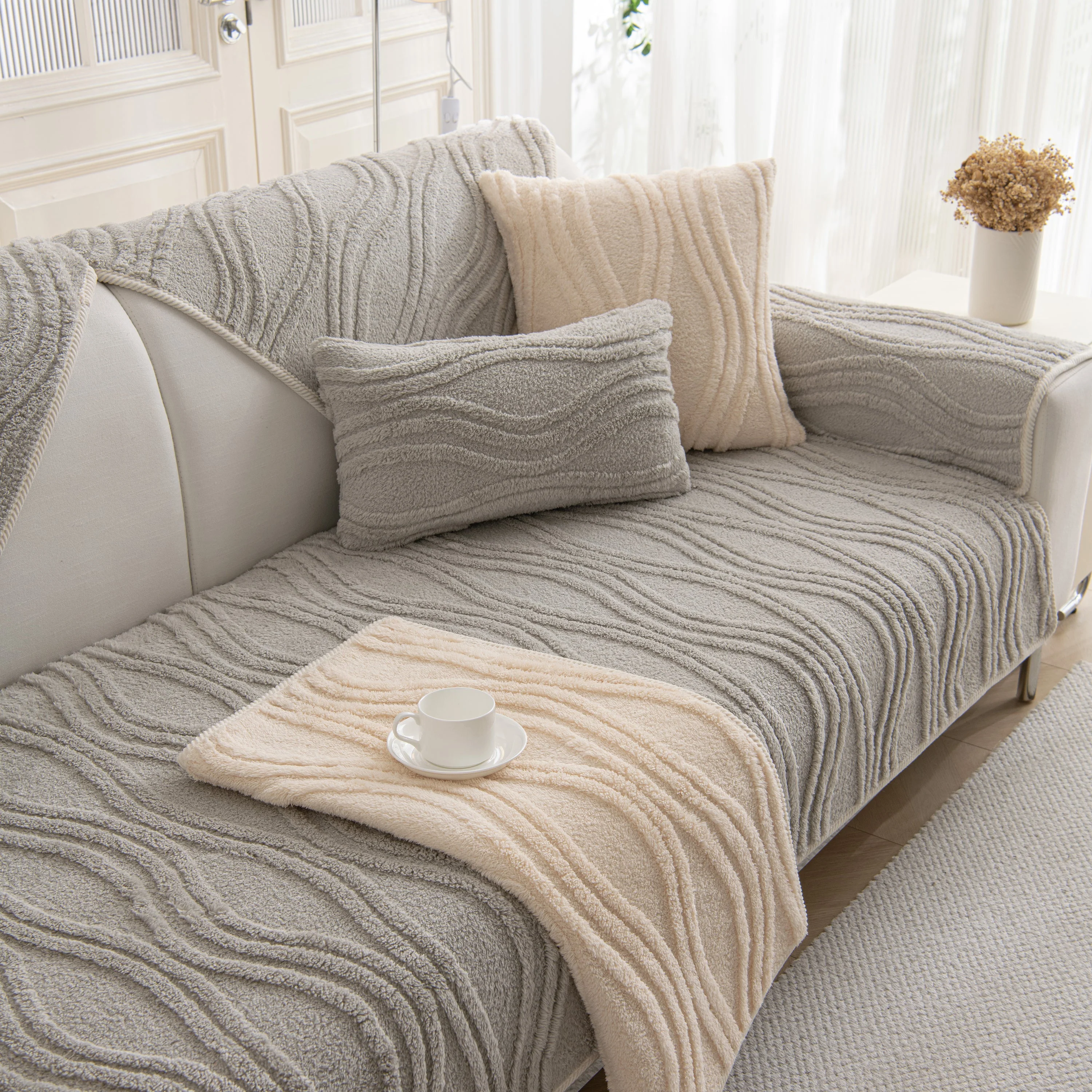 Winter Thickened Non-slip Blanket, Three-Dimensional Embossed Cotton Velvet Sofa Cover - Image 61
