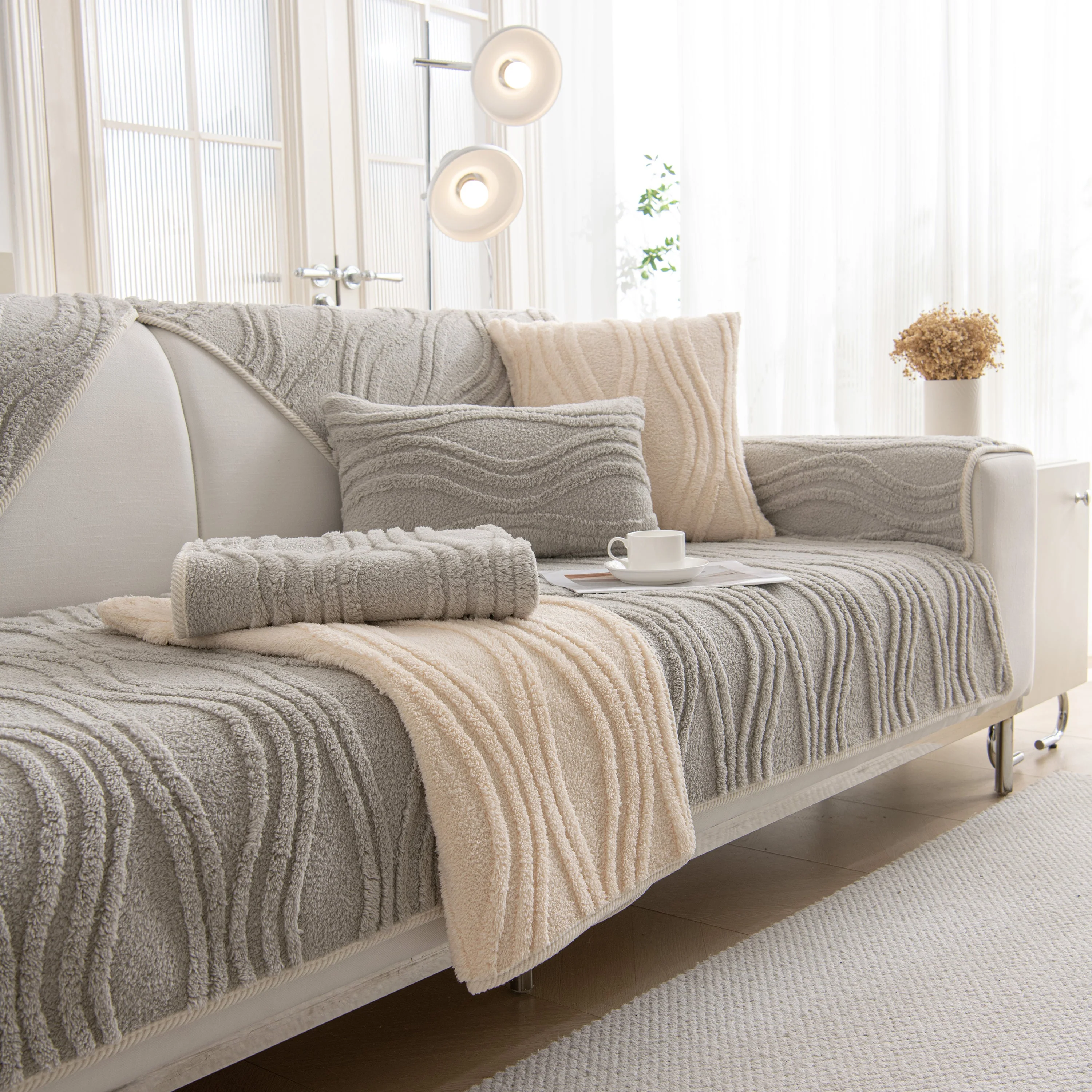 Winter Thickened Non-slip Blanket, Three-Dimensional Embossed Cotton Velvet Sofa Cover - Image 62