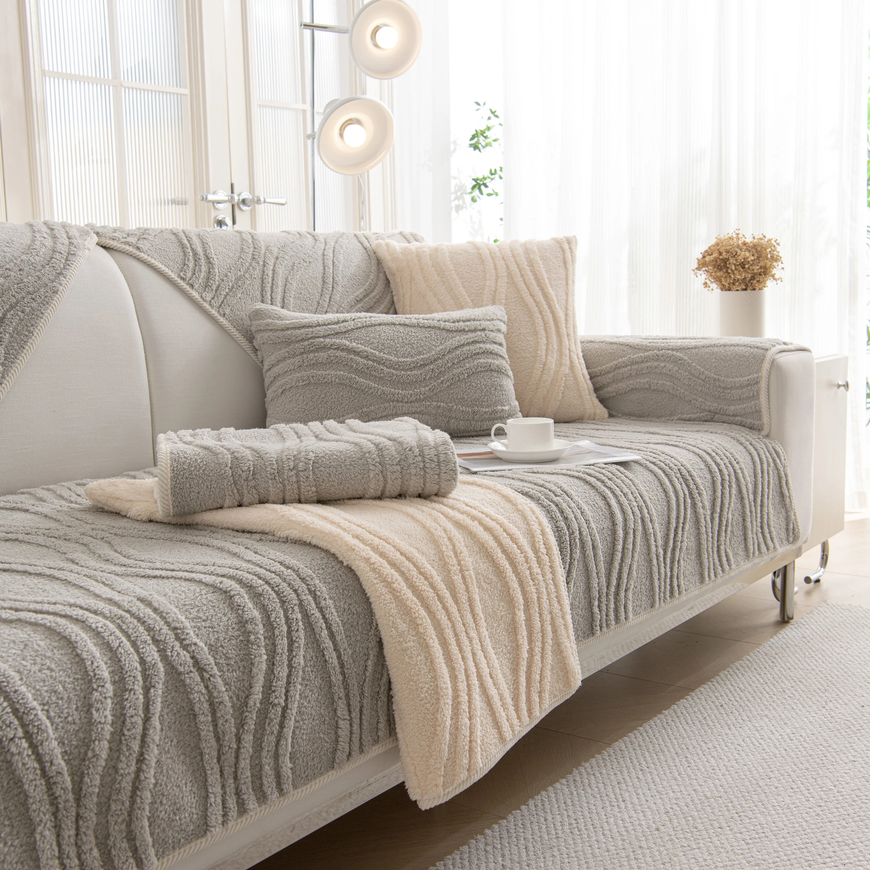 Winter Thickened Non-slip Blanket, Three-Dimensional Embossed Cotton Velvet Sofa Cover - Image 63