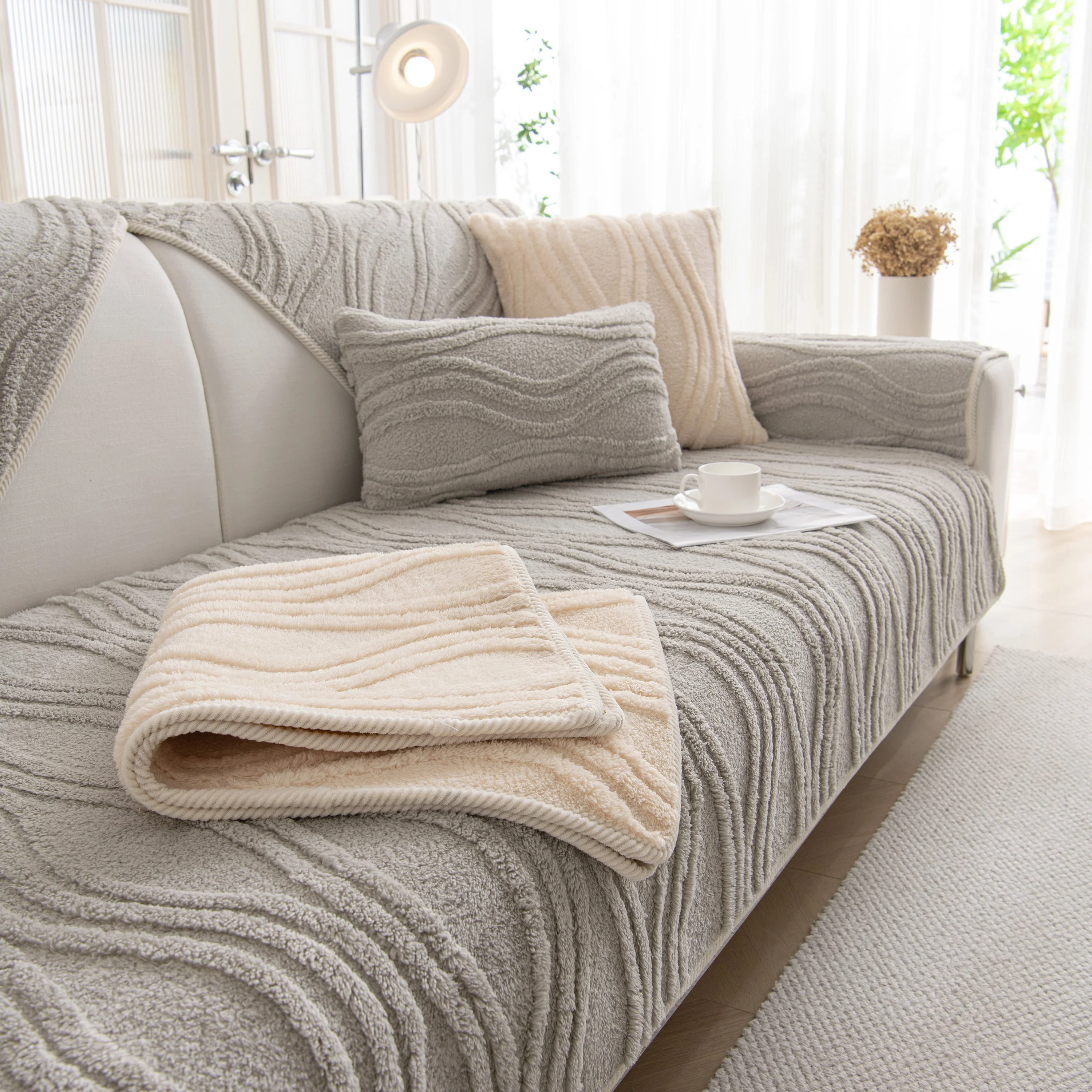 Winter Thickened Non-slip Blanket, Three-Dimensional Embossed Cotton Velvet Sofa Cover - Image 64