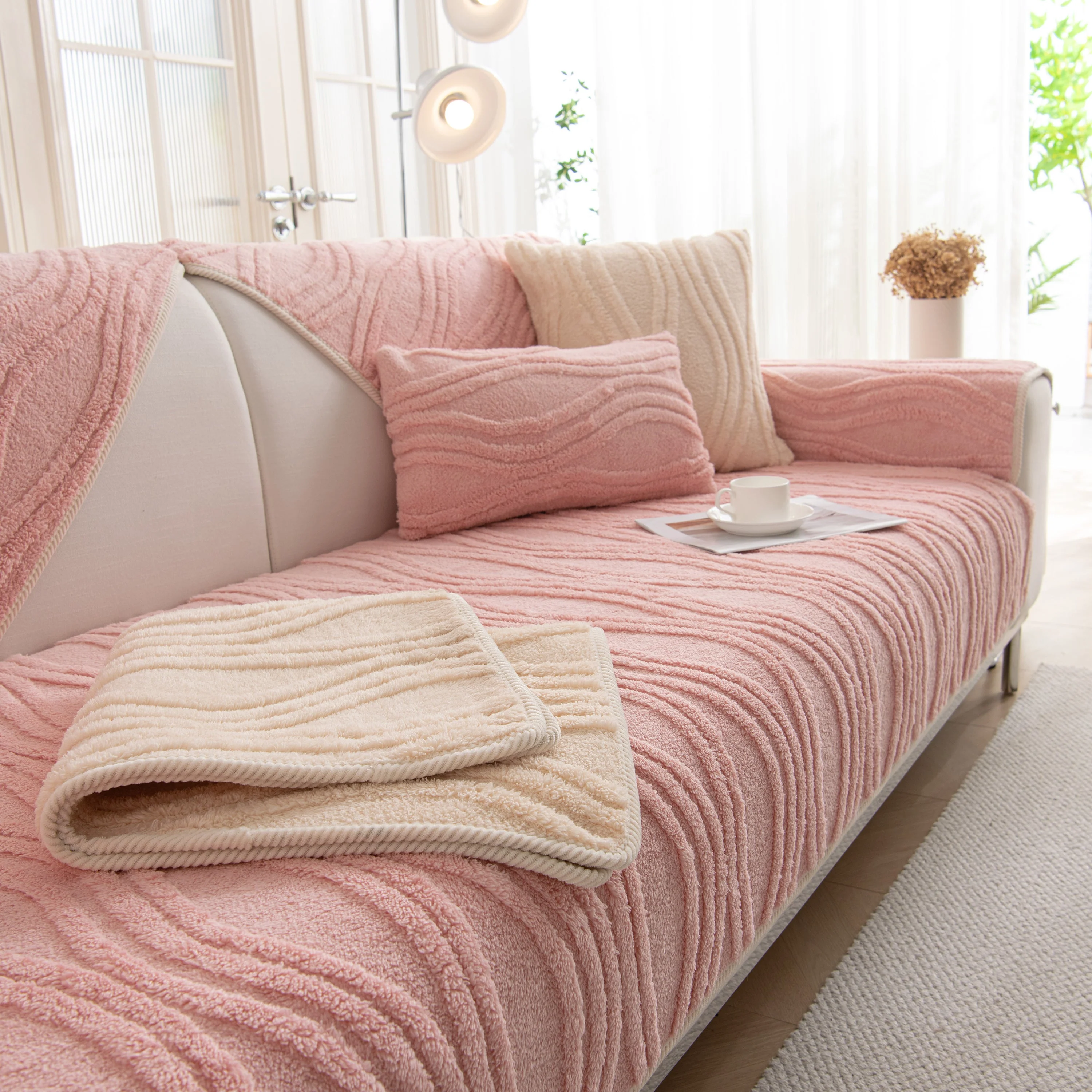 Winter Thickened Non-slip Blanket, Three-Dimensional Embossed Cotton Velvet Sofa Cover - Image 88