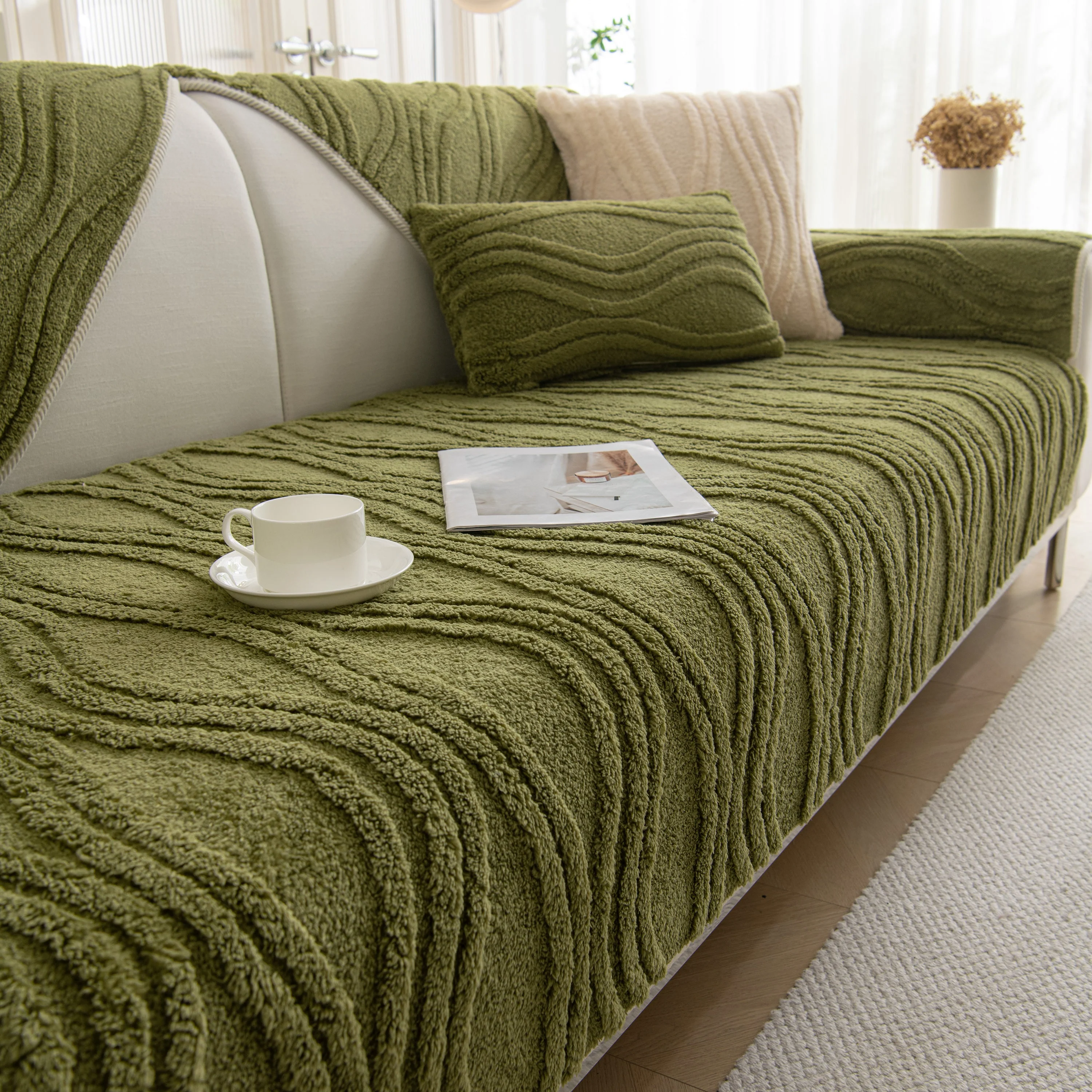 Winter Thickened Non-slip Blanket, Three-Dimensional Embossed Cotton Velvet Sofa Cover - Image 96