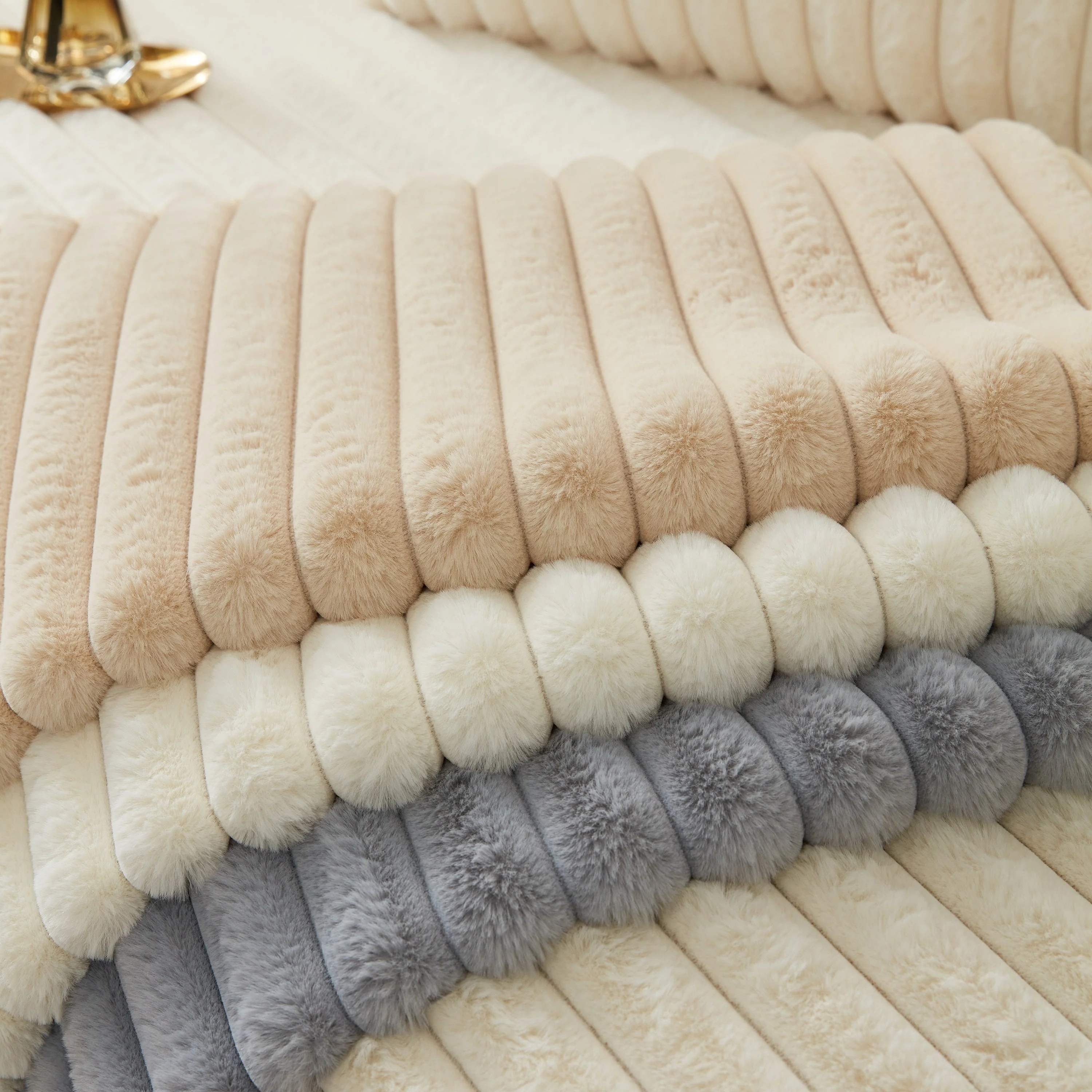 Winter Thickened Rabbit Plush Non-slip Sofa Cushion, Faux Fur Fluffy Furniture Protector - Image 24