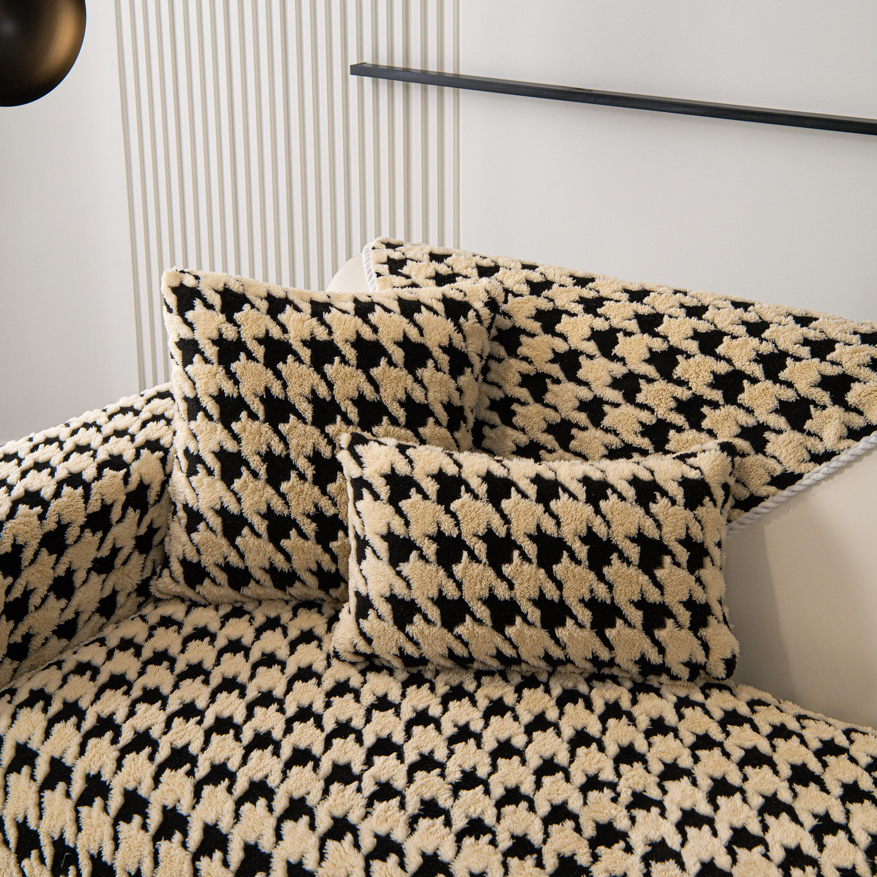 Winter Thickened Sherpa Fleece Houndstooth Sofa Cushion, Non-slip Sofa Cover with Plush - Image 60