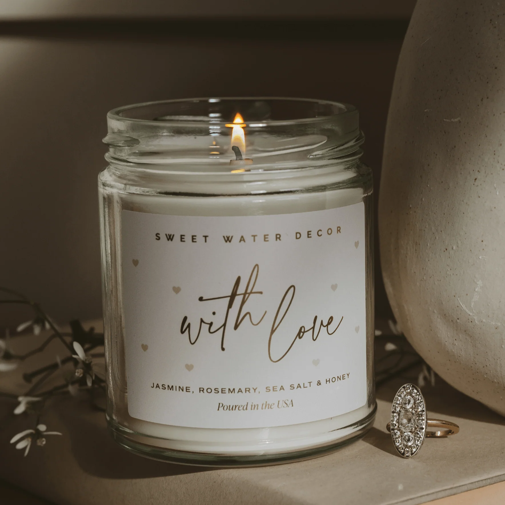 With Love Soy Patterned Candle - Clear Jar - 9 oz - Image 2