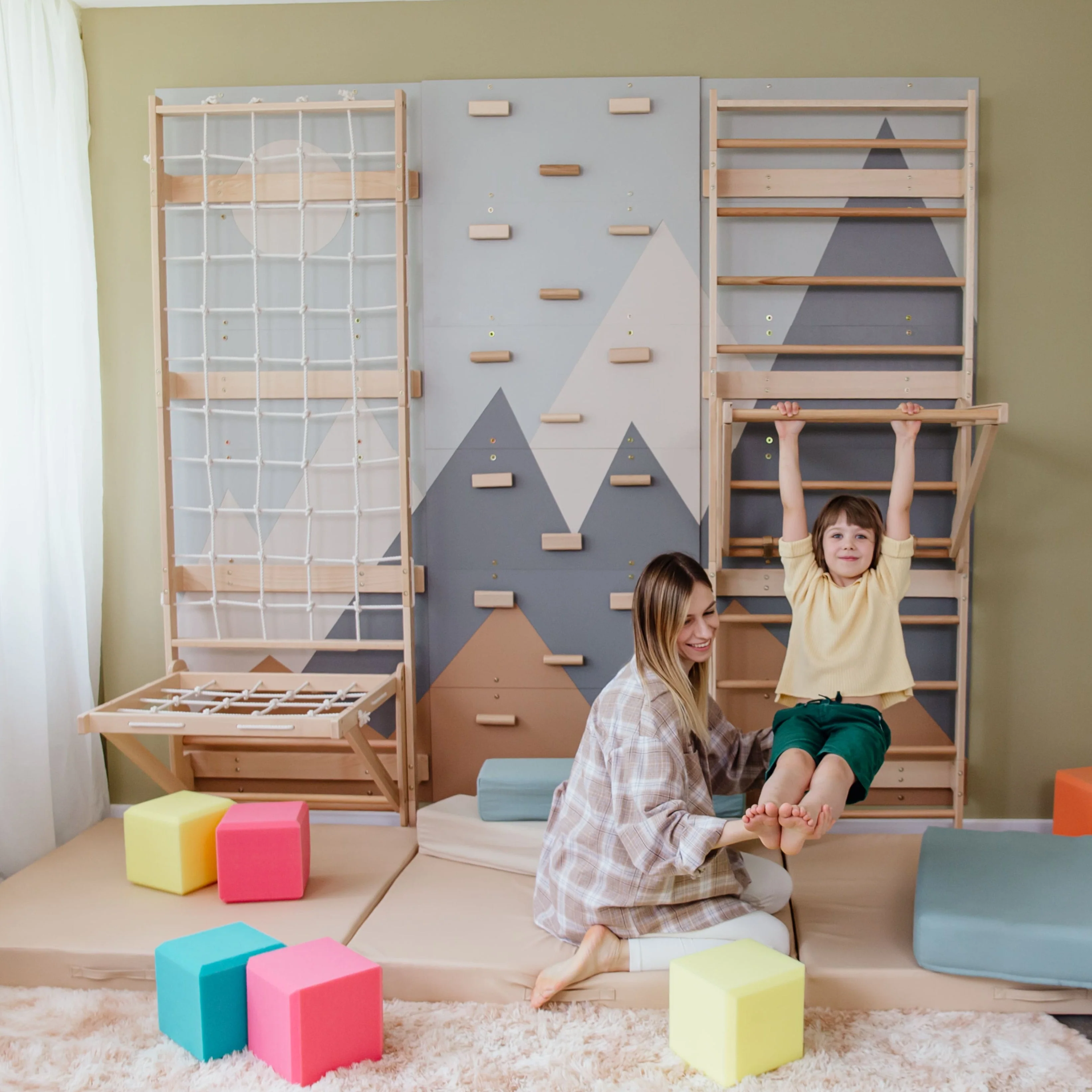 Wood and Hearts 3-in-1 Swedish Ladder Wall Gym for Kids 3+ - Image 10