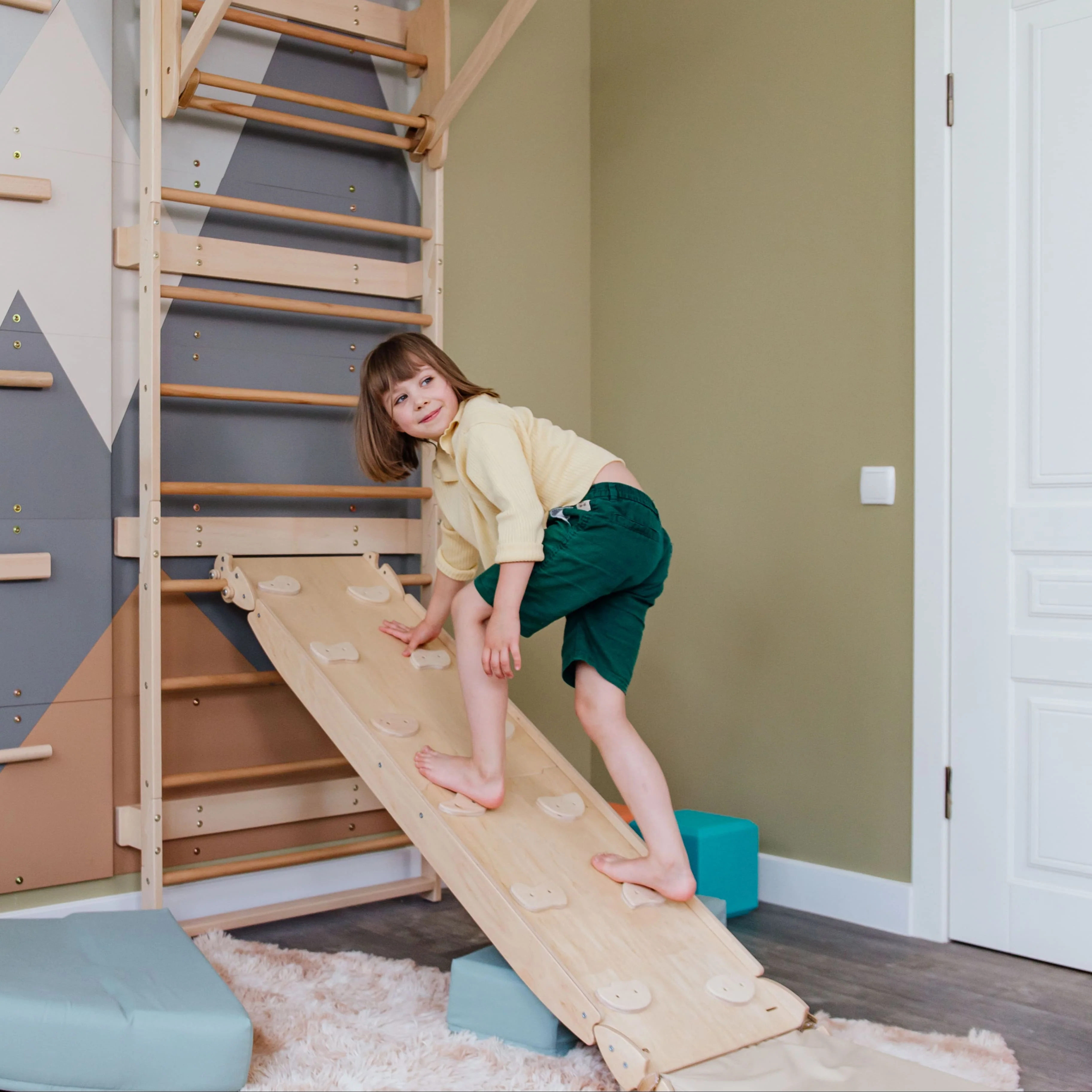 Wood and Hearts 3-in-1 Swedish Ladder Wall Gym for Kids 3+ - Image 12