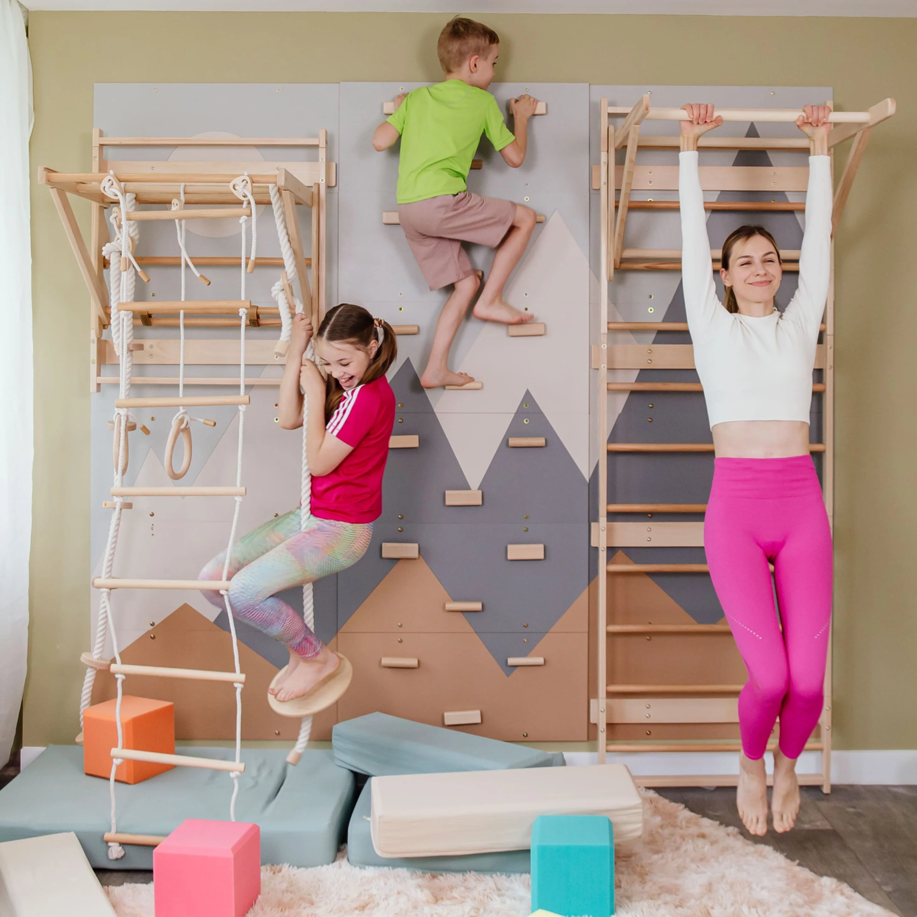 Wood and Hearts 3-in-1 Swedish Ladder Wall Gym for Kids 3+ - Image 15