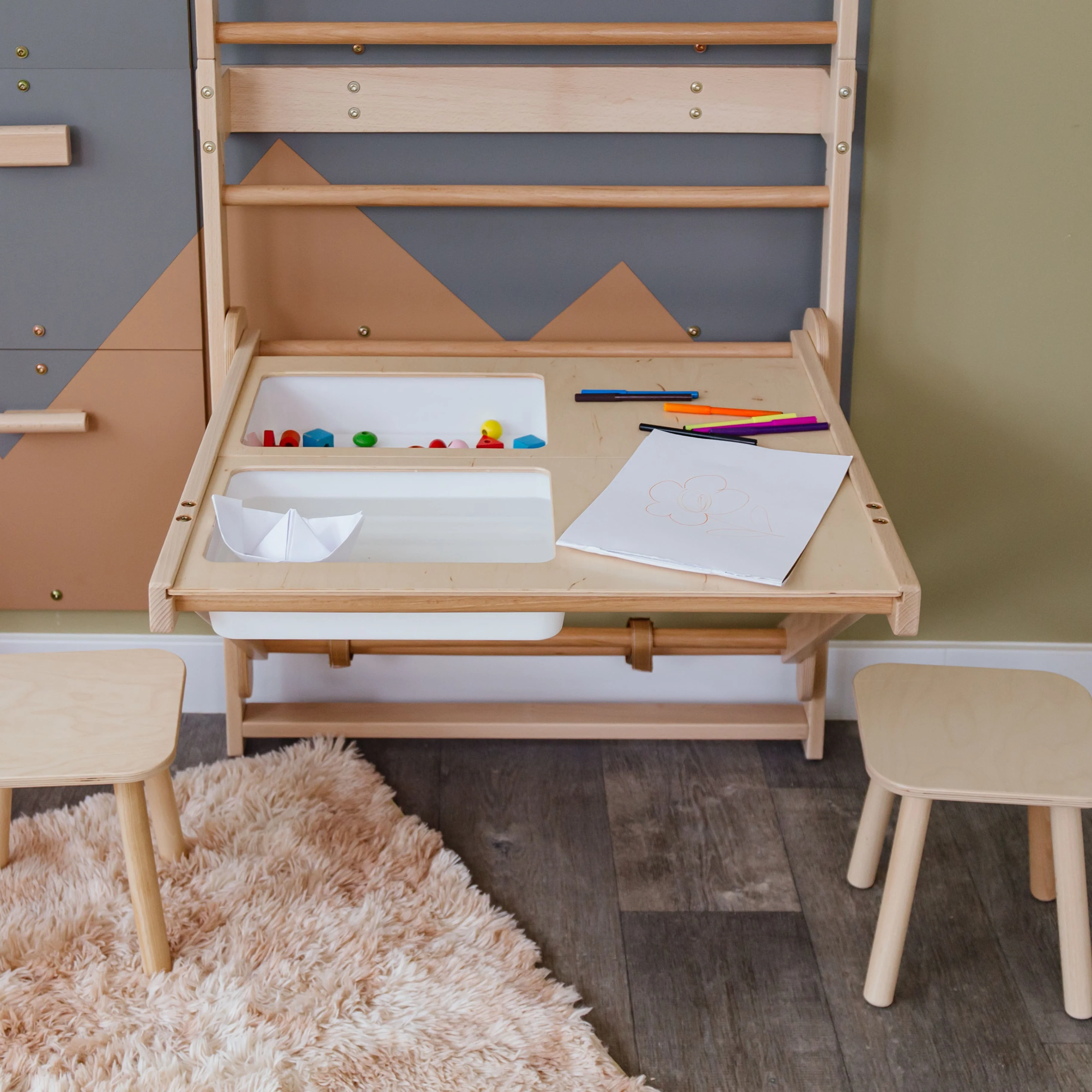 Wood and Hearts 3-in-1 Swedish Ladder Wall Gym for Kids 3+ - Image 17
