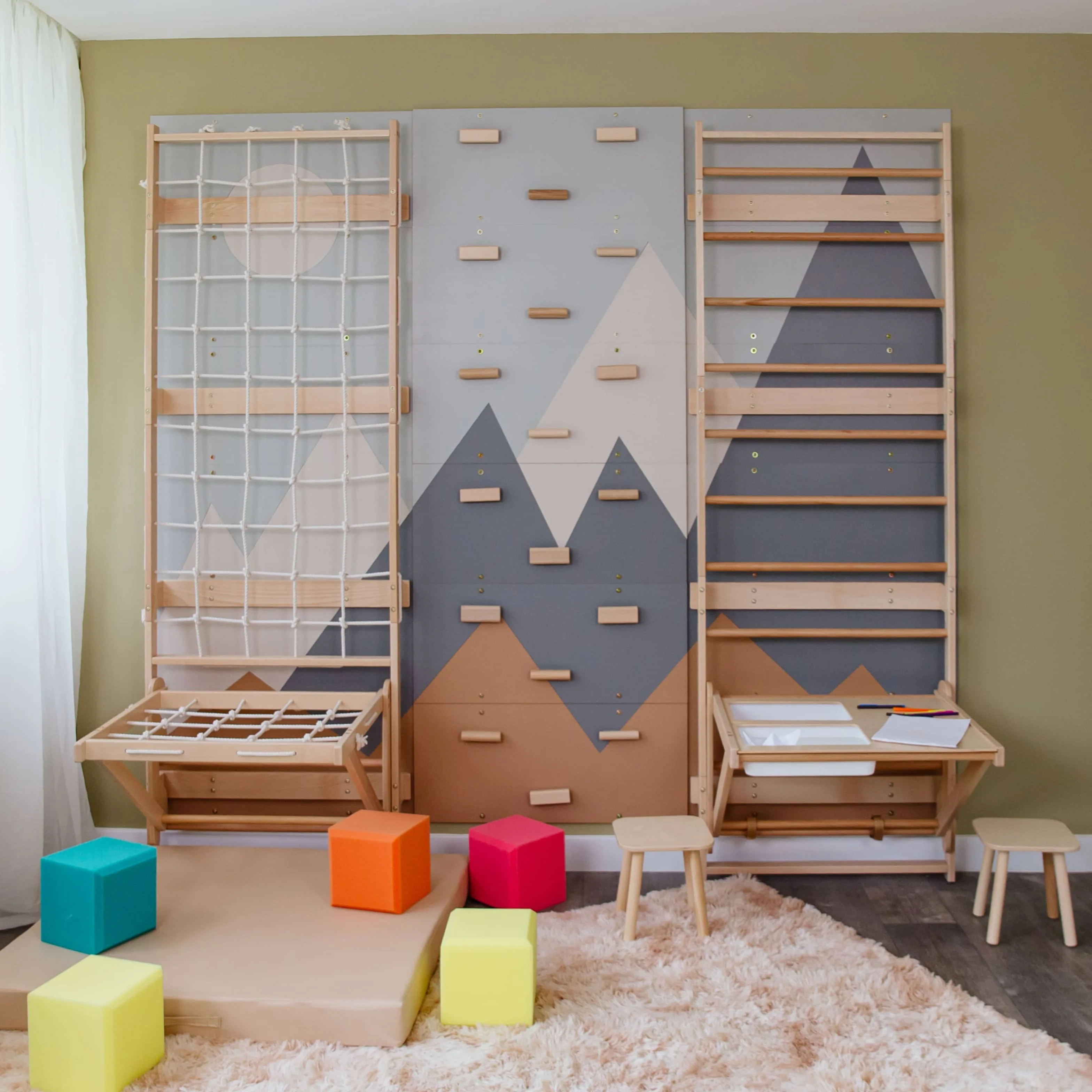 Wood and Hearts 3-in-1 Swedish Ladder Wall Gym for Kids 3+ - Image 18