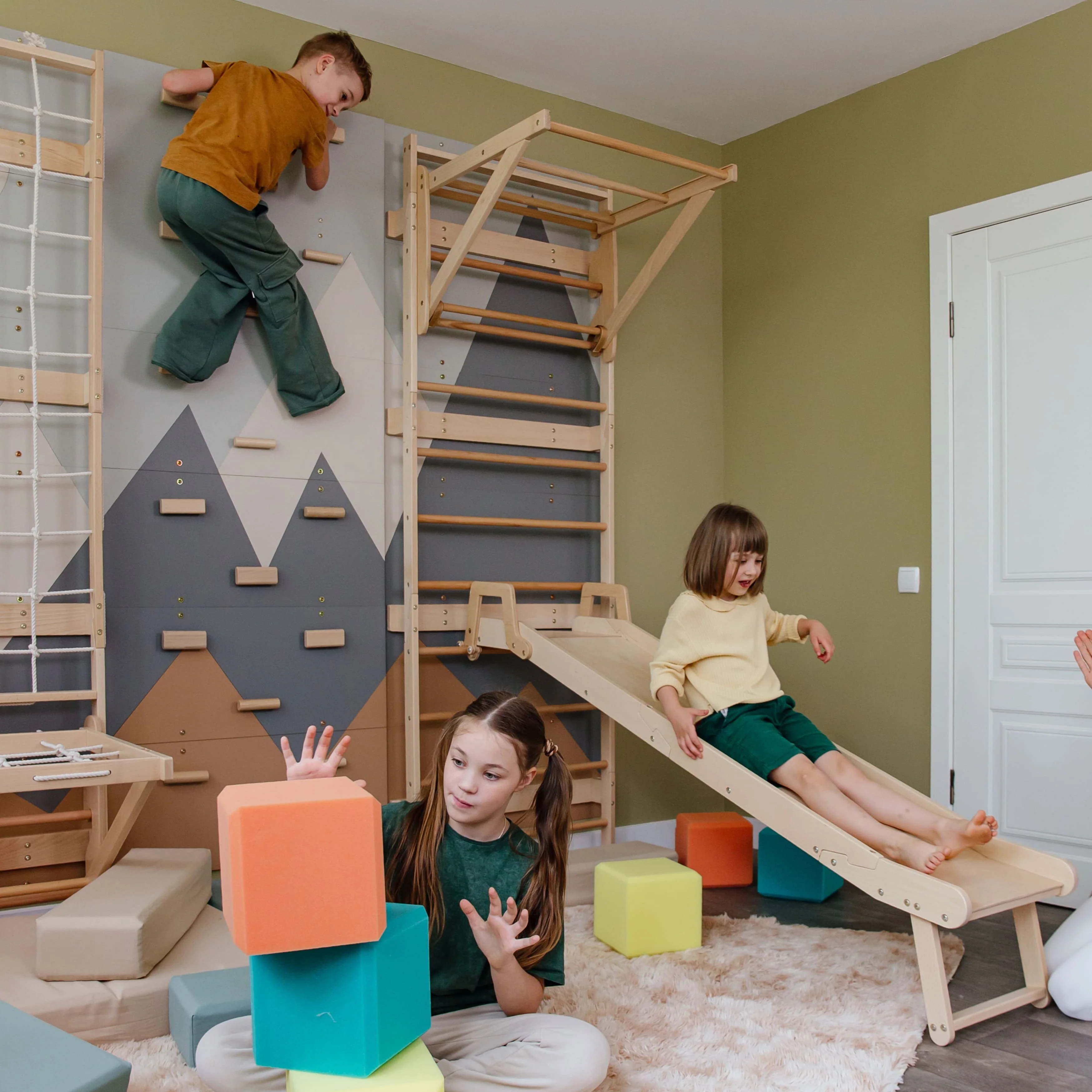 Wood and Hearts 3-in-1 Swedish Ladder Wall Gym for Kids 3+ - Image 21