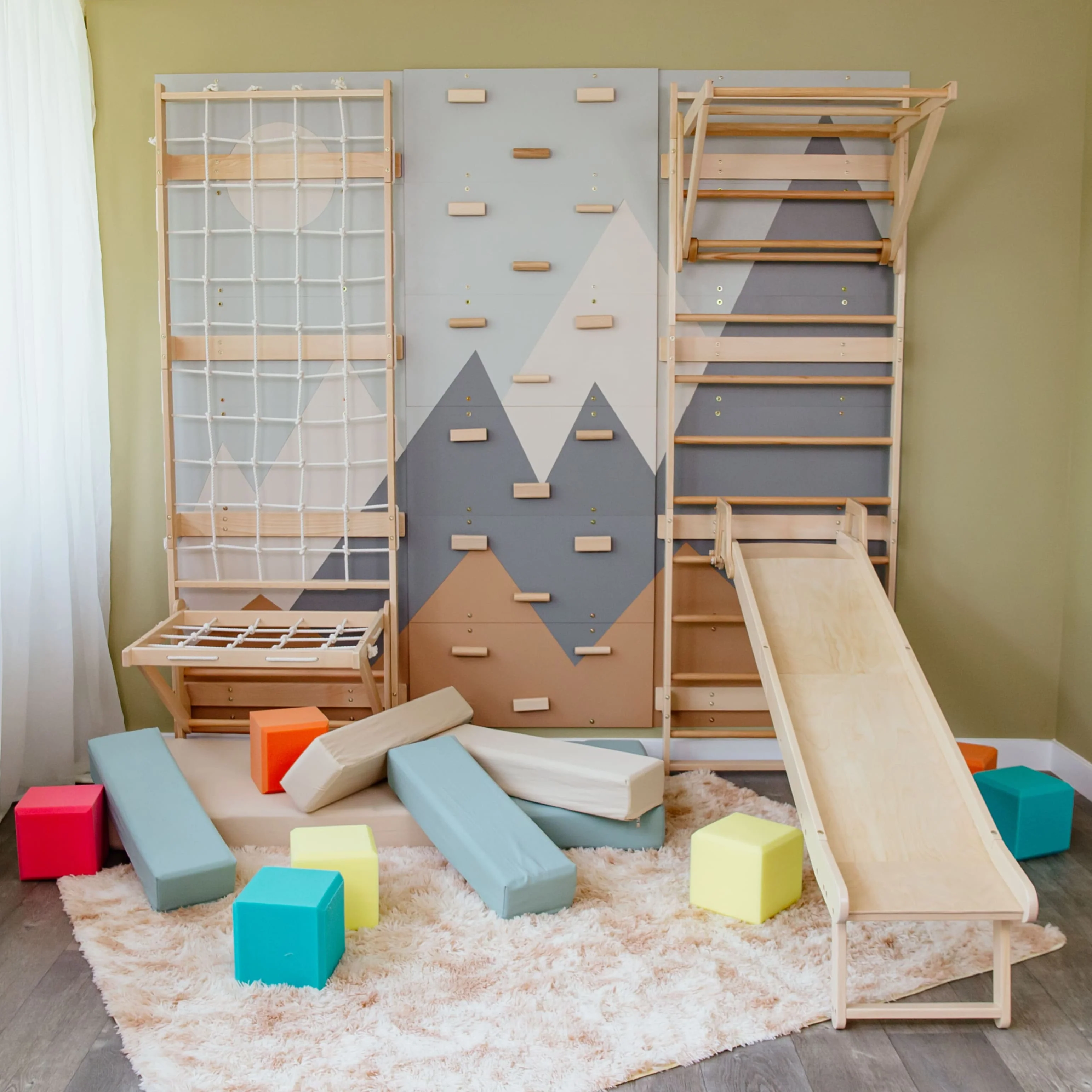 Wood and Hearts 3-in-1 Swedish Ladder Wall Gym for Kids 3+ - Image 22