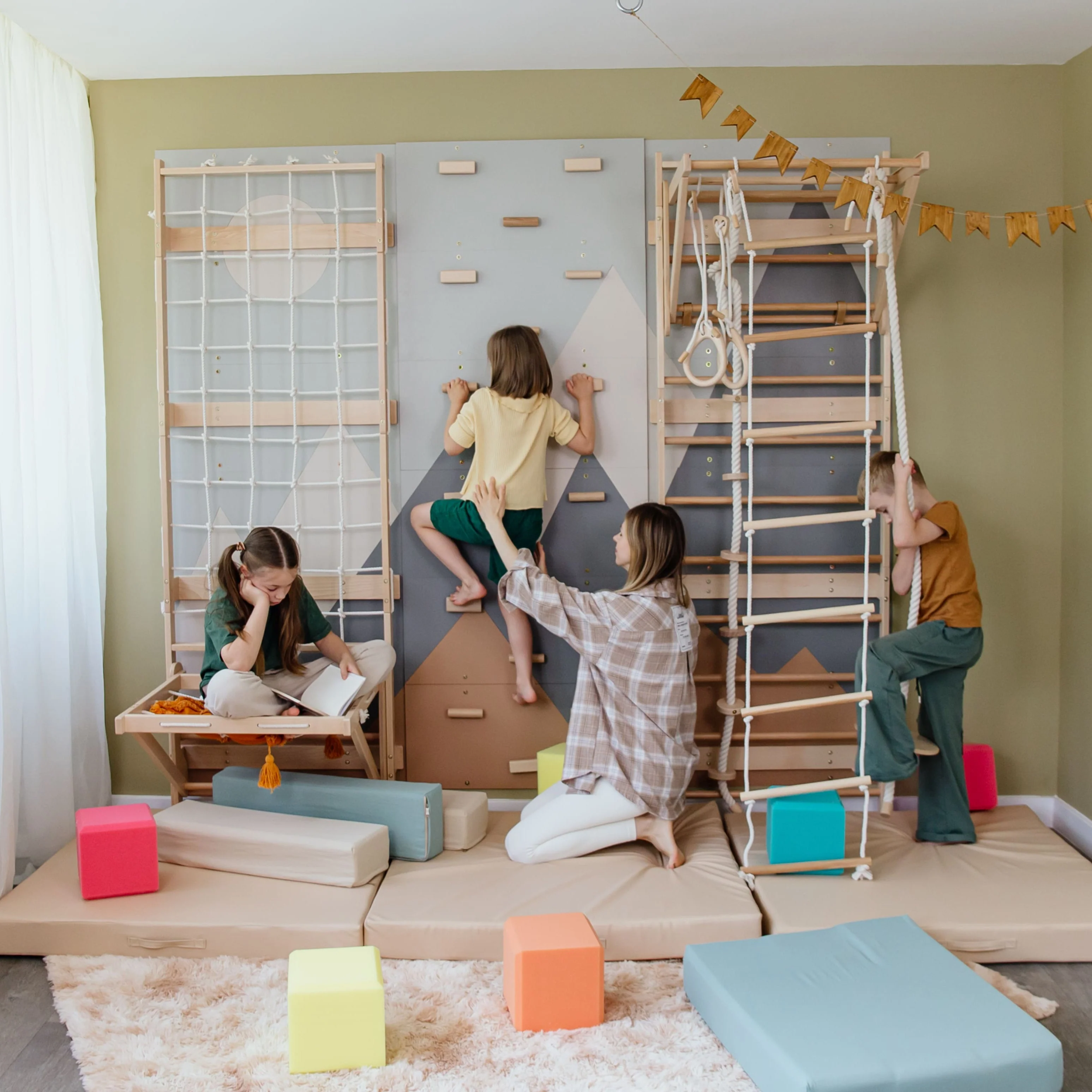 Wood and Hearts 3-in-1 Swedish Ladder Wall Gym for Kids 3+ - Image 23