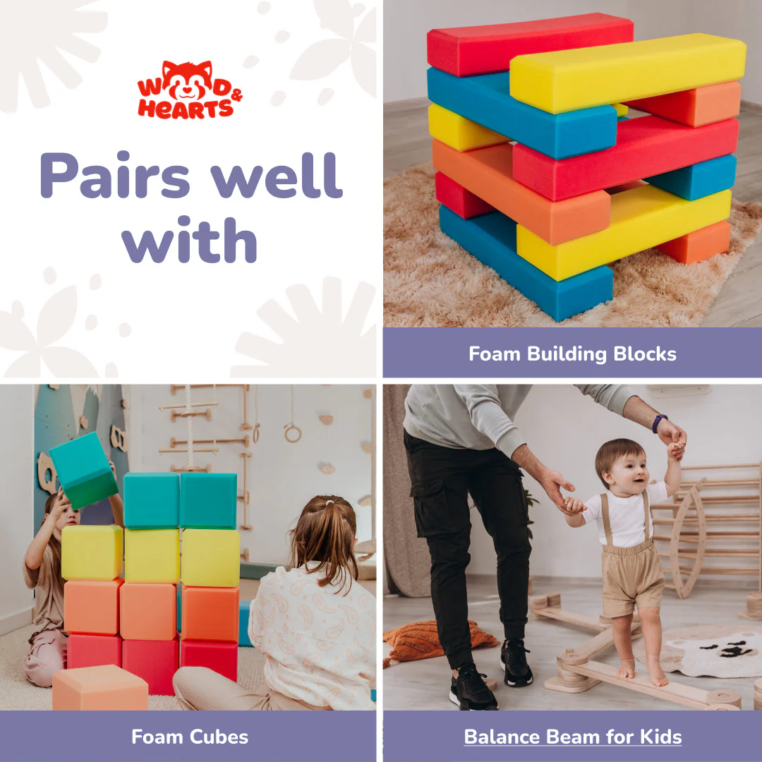 Wood and Hearts 3-in-1 Swedish Ladder Wall Gym for Kids 3+ - Image 24