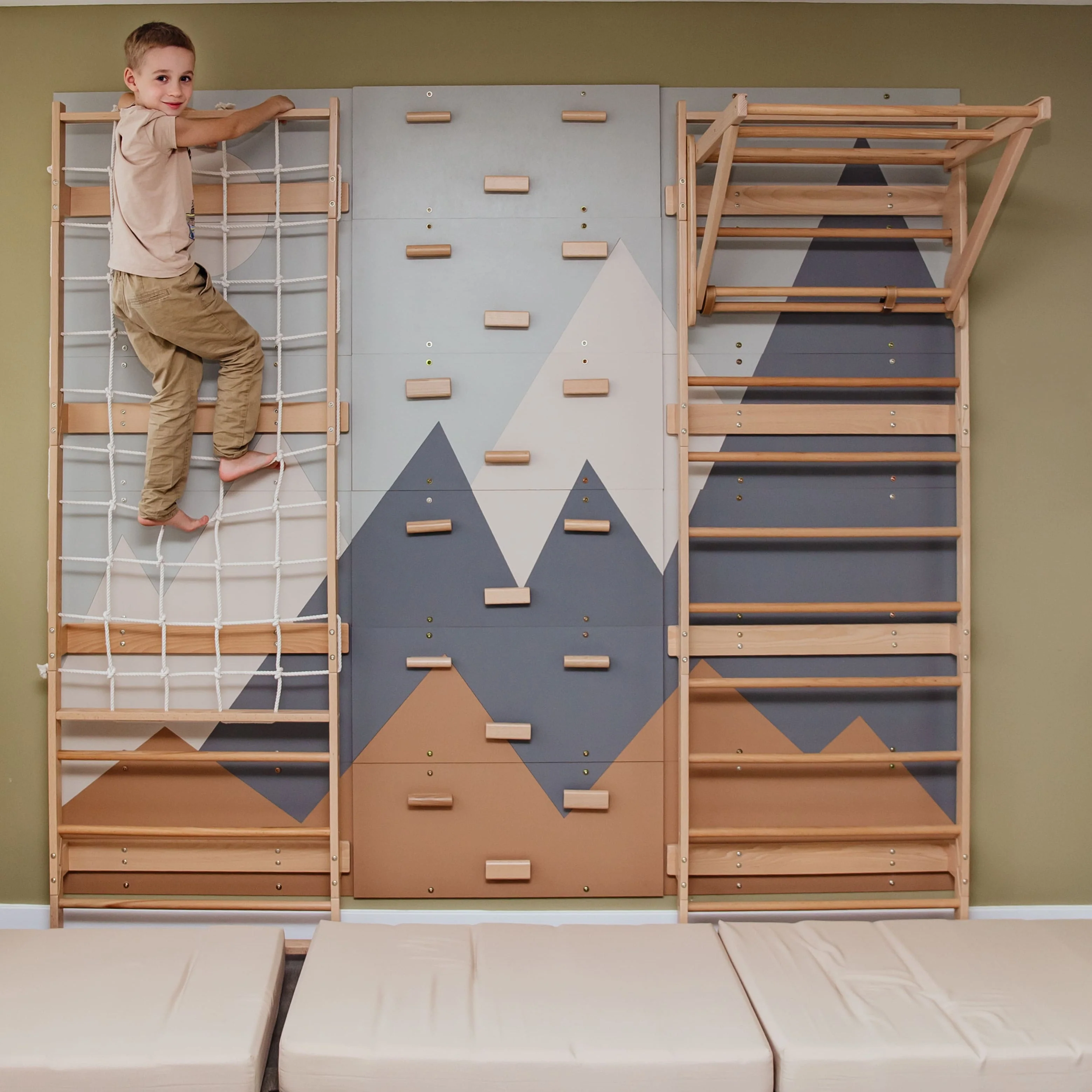 Wood and Hearts 3-in-1 Swedish Ladder Wall Gym for Kids 3+ - Image 3