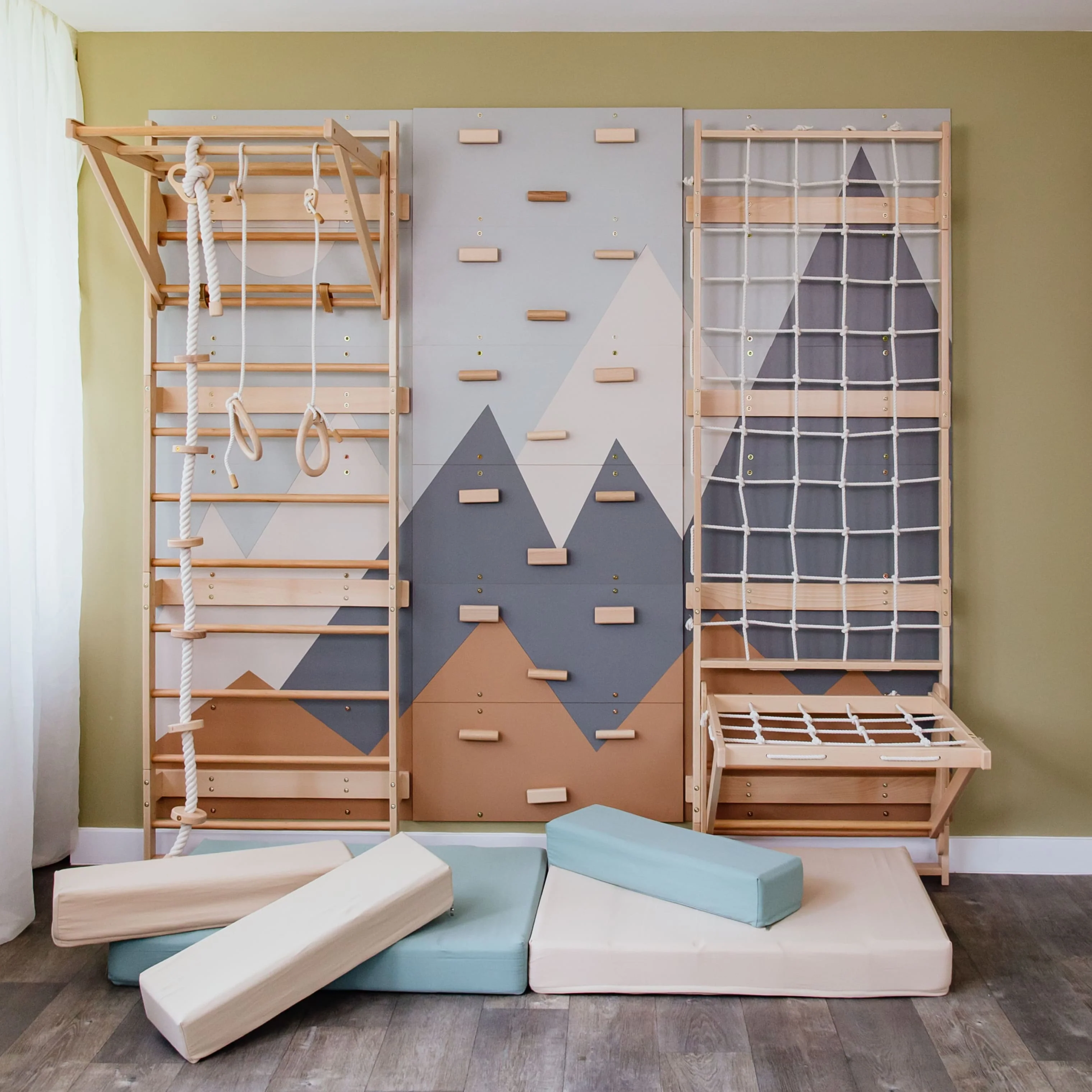 Wood and Hearts 3-in-1 Swedish Ladder Wall Gym for Kids 3+ - Image 5