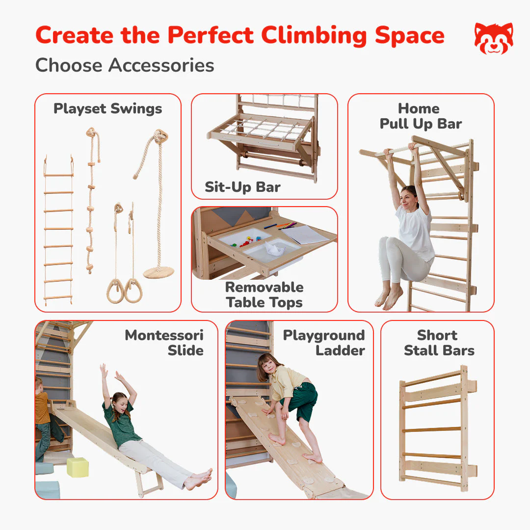 Wood and Hearts 3-in-1 Swedish Ladder Wall Gym for Kids 3+ - Image 6