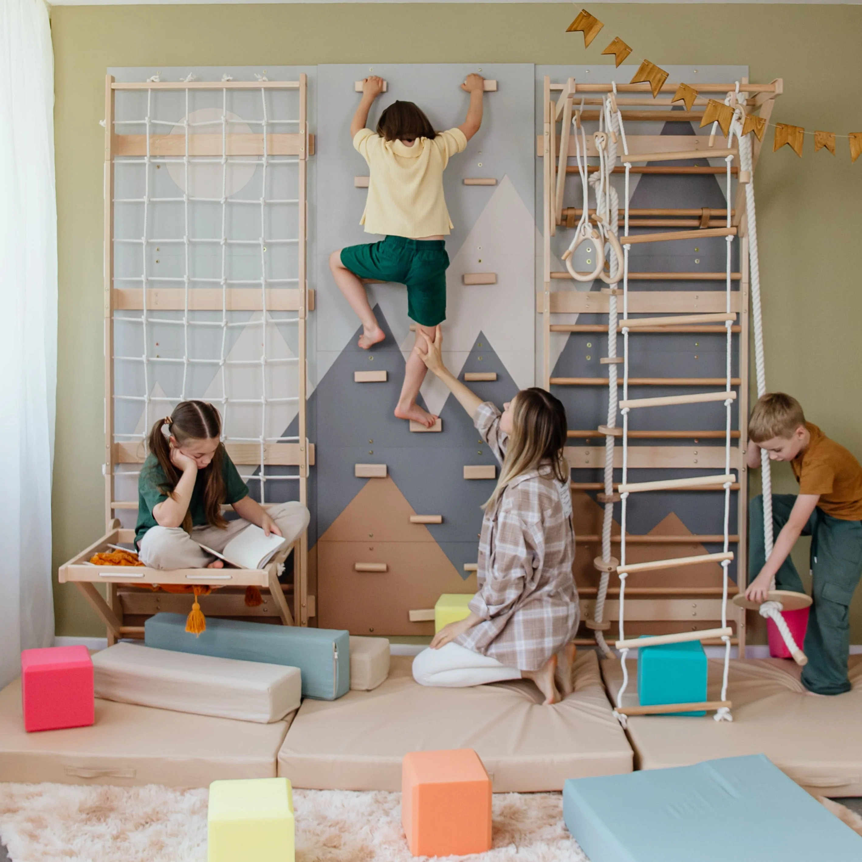 Wood and Hearts 3-in-1 Swedish Ladder Wall Gym for Kids 3+ - Image 7