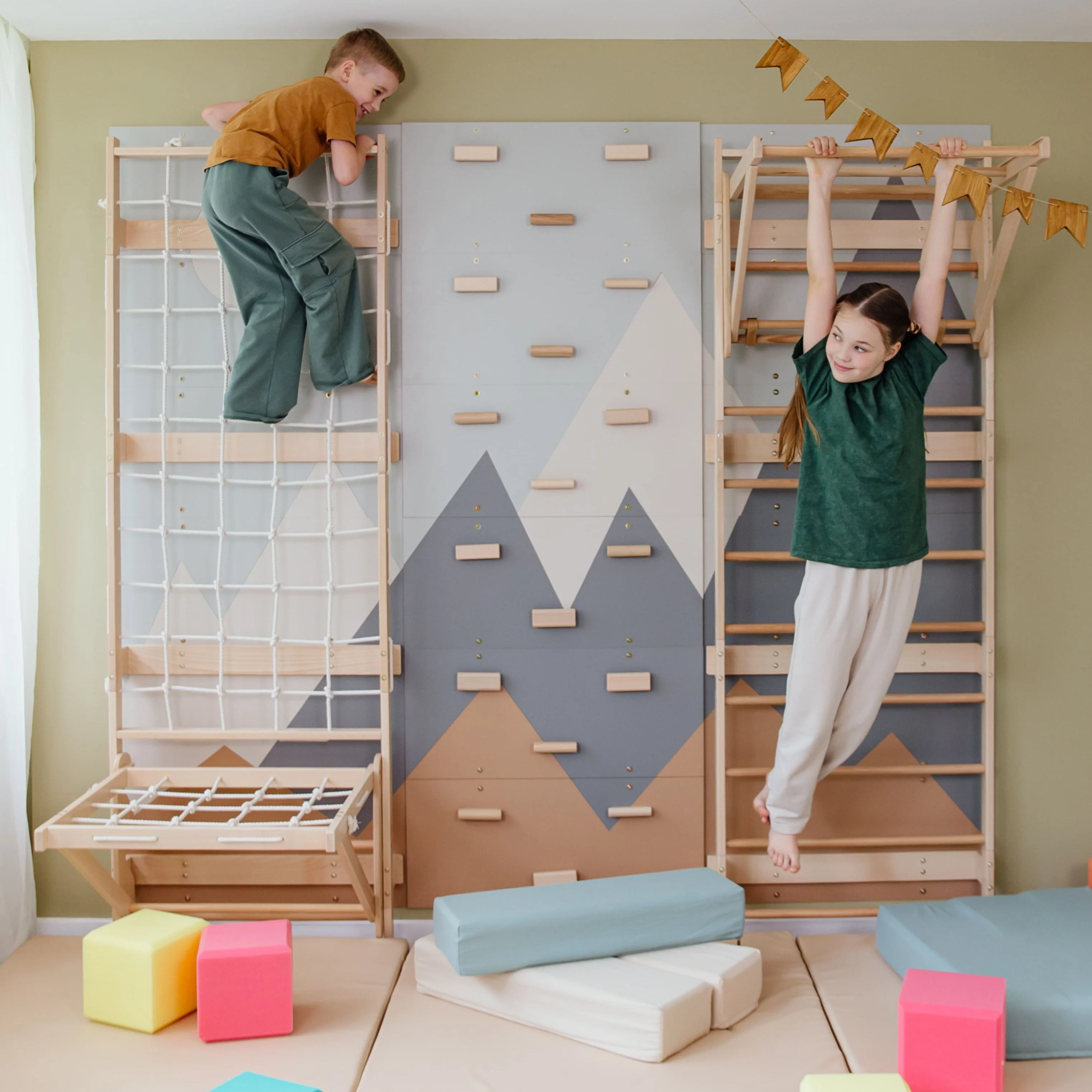 Wood and Hearts 3-in-1 Swedish Ladder Wall Gym for Kids 3+ - Image 9