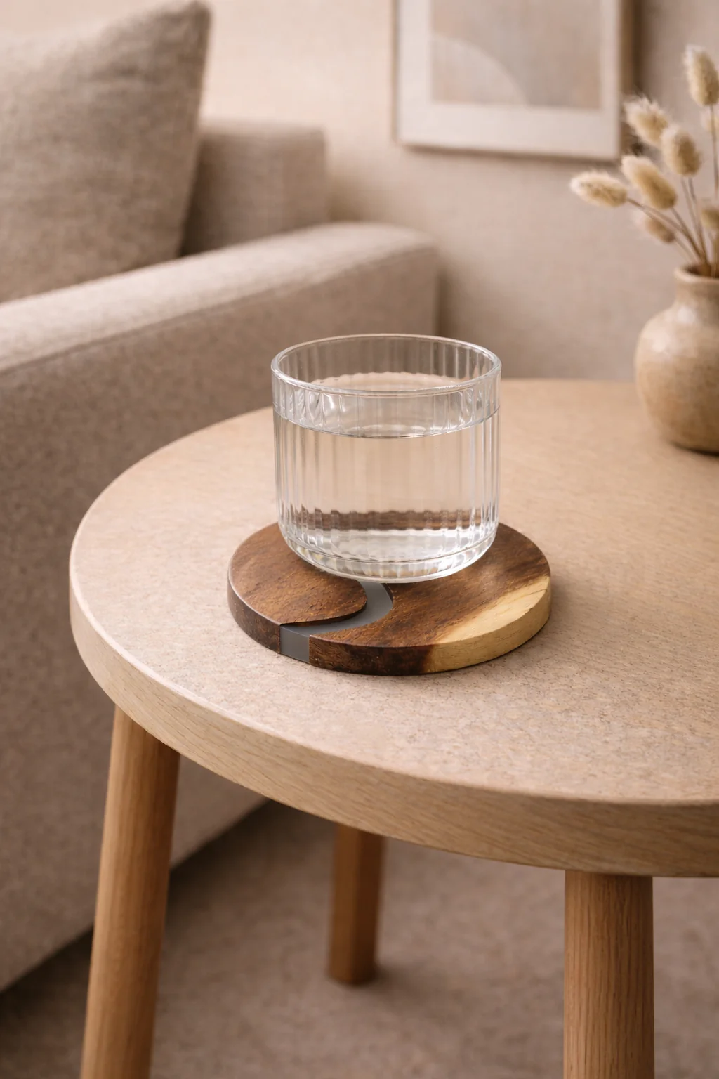 Ibiza Teak Wood & Resin Coaster Set – 4 Piece - Image 4